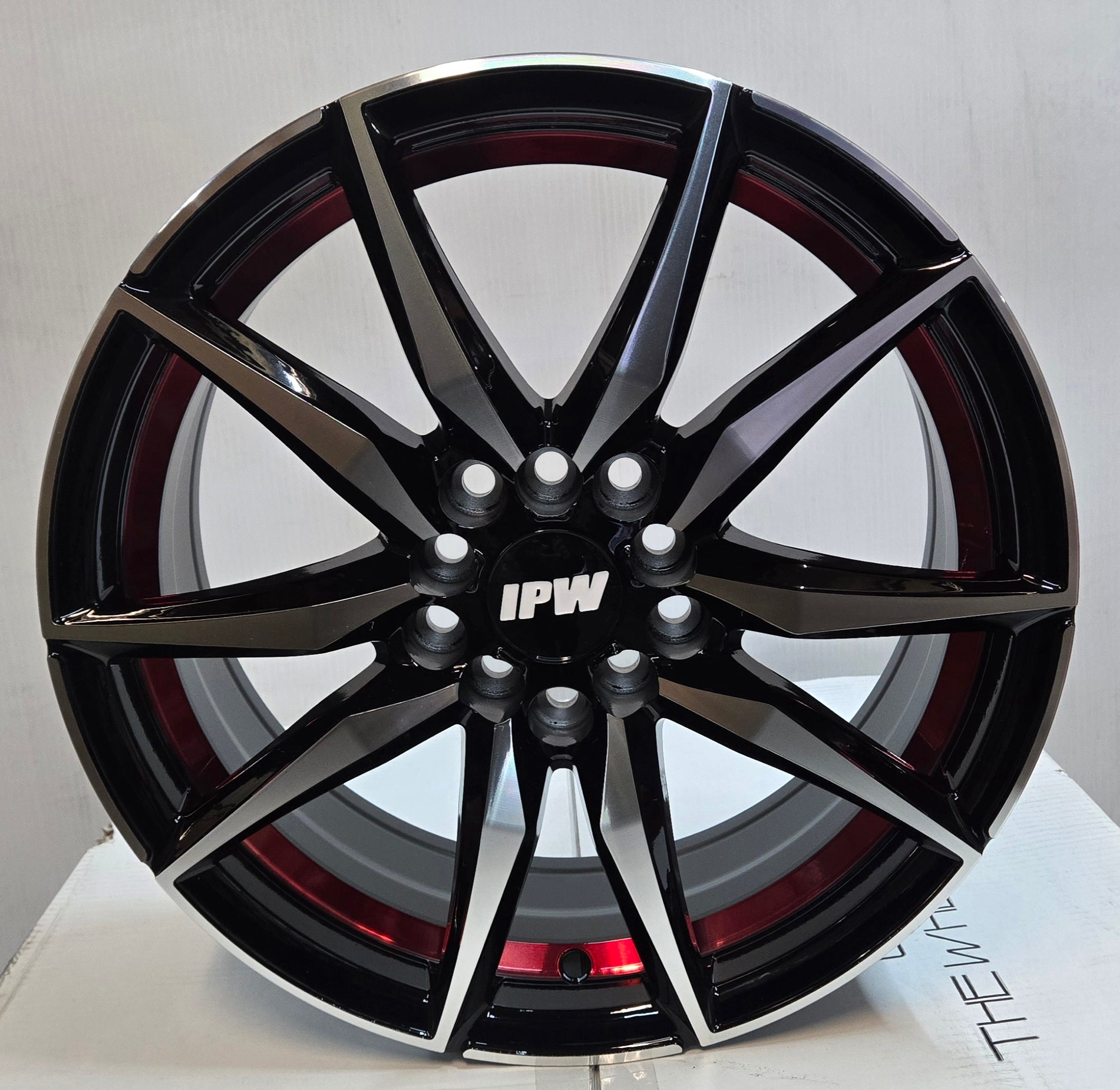 W812 16X6.5 5X100 5X112 5X114.3 BLACK MACHINED FACE RED LIP - Gun Hill Tire House (WTW - WHOLESALE TIRES & WHEELS)