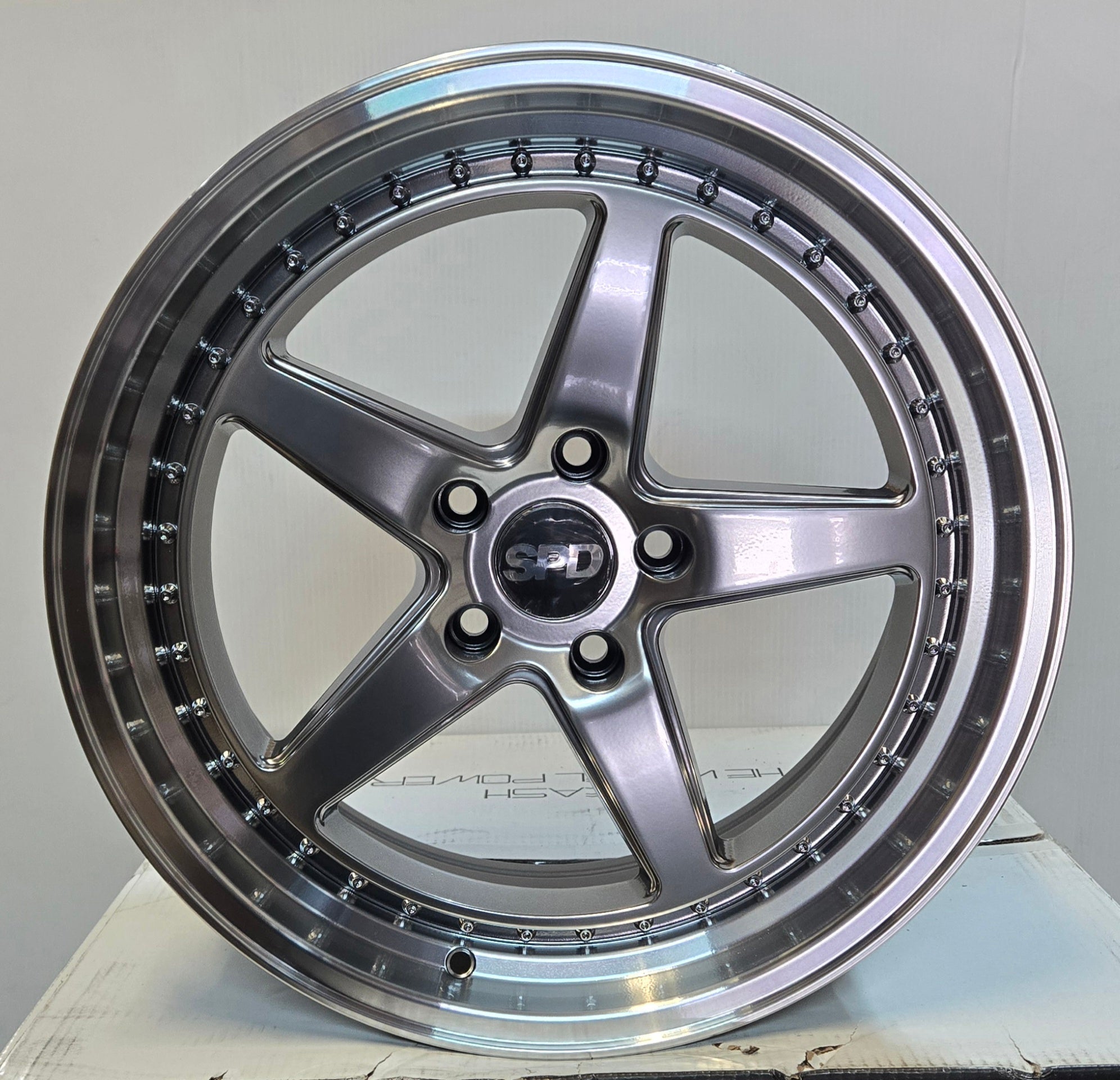 5431 18X8.5 5X114.3 HYPER BLACK MACHINED LIP GOLD BLACK - Gun Hill Tire House (WTW - WHOLESALE TIRES & WHEELS)