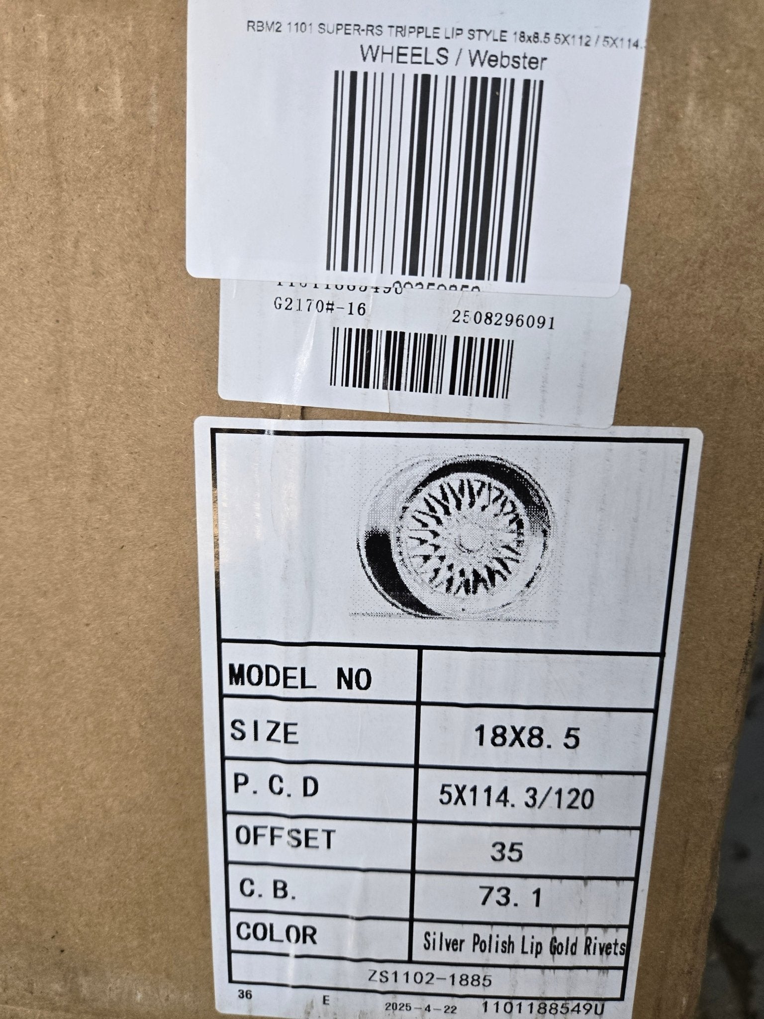 RBM2 1101 SUPER - RS TRIPPLE LIP STYLE 18x8.5 5X112 / 5X114.3 / 5x120 SILVER MACHINED LIP CHROME RIVETS - Gun Hill Tire House (WTW - WHOLESALE TIRES & WHEELS)