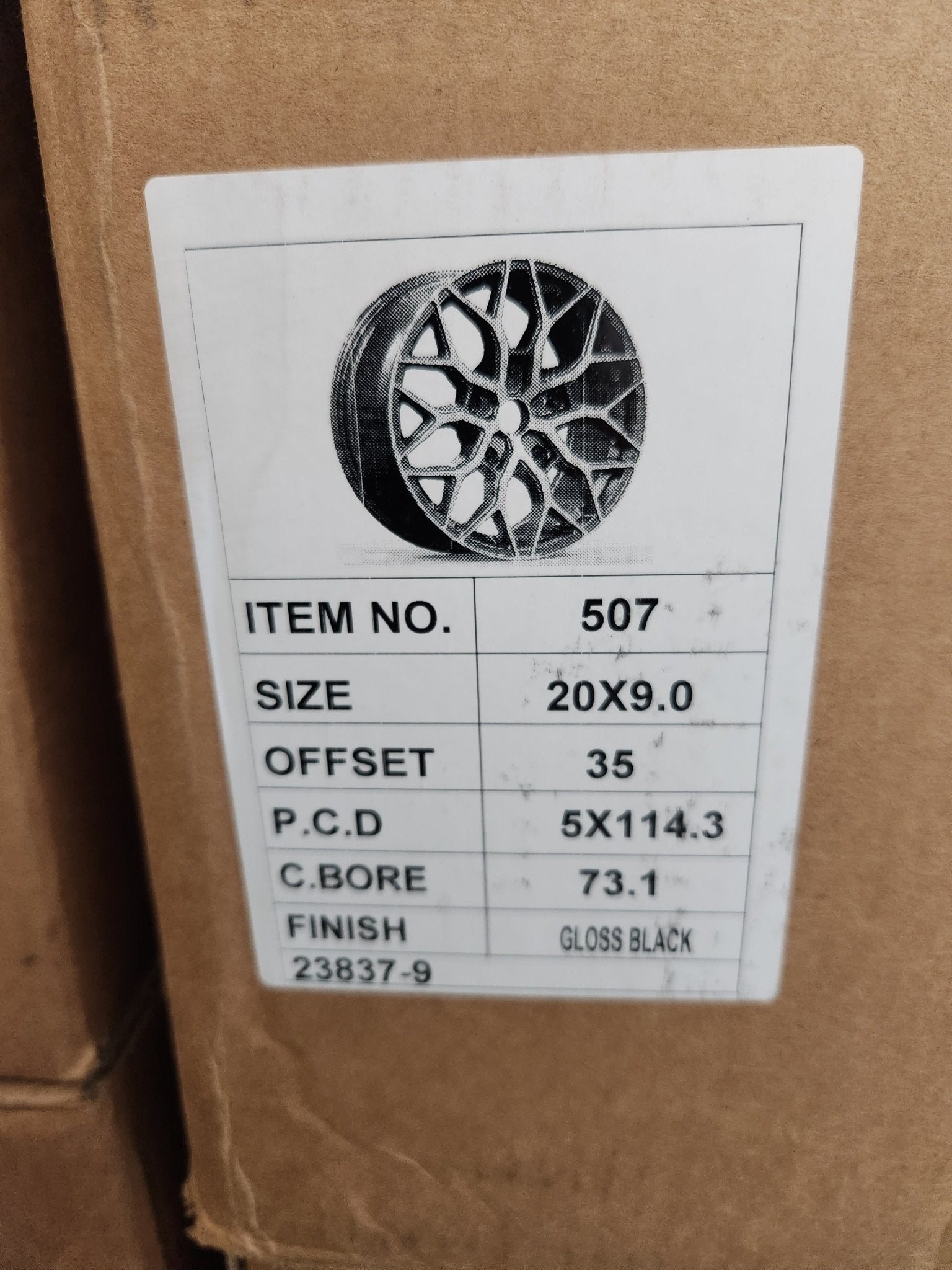 OE - 0319 507 20x9.0 5x114.3 GLOSS BLACK - Gun Hill Tire House (WTW - WHOLESALE TIRES & WHEELS)