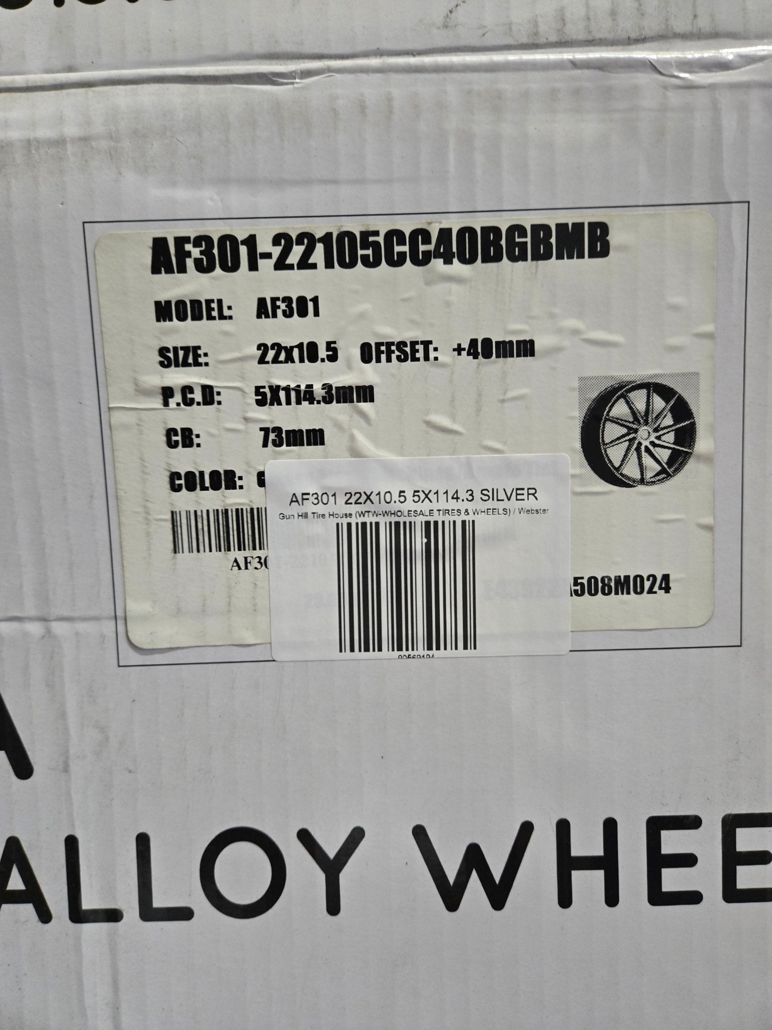 AF301 22X10.5 5X114.3 SILVER - Gun Hill Tire House (WTW - WHOLESALE TIRES & WHEELS)