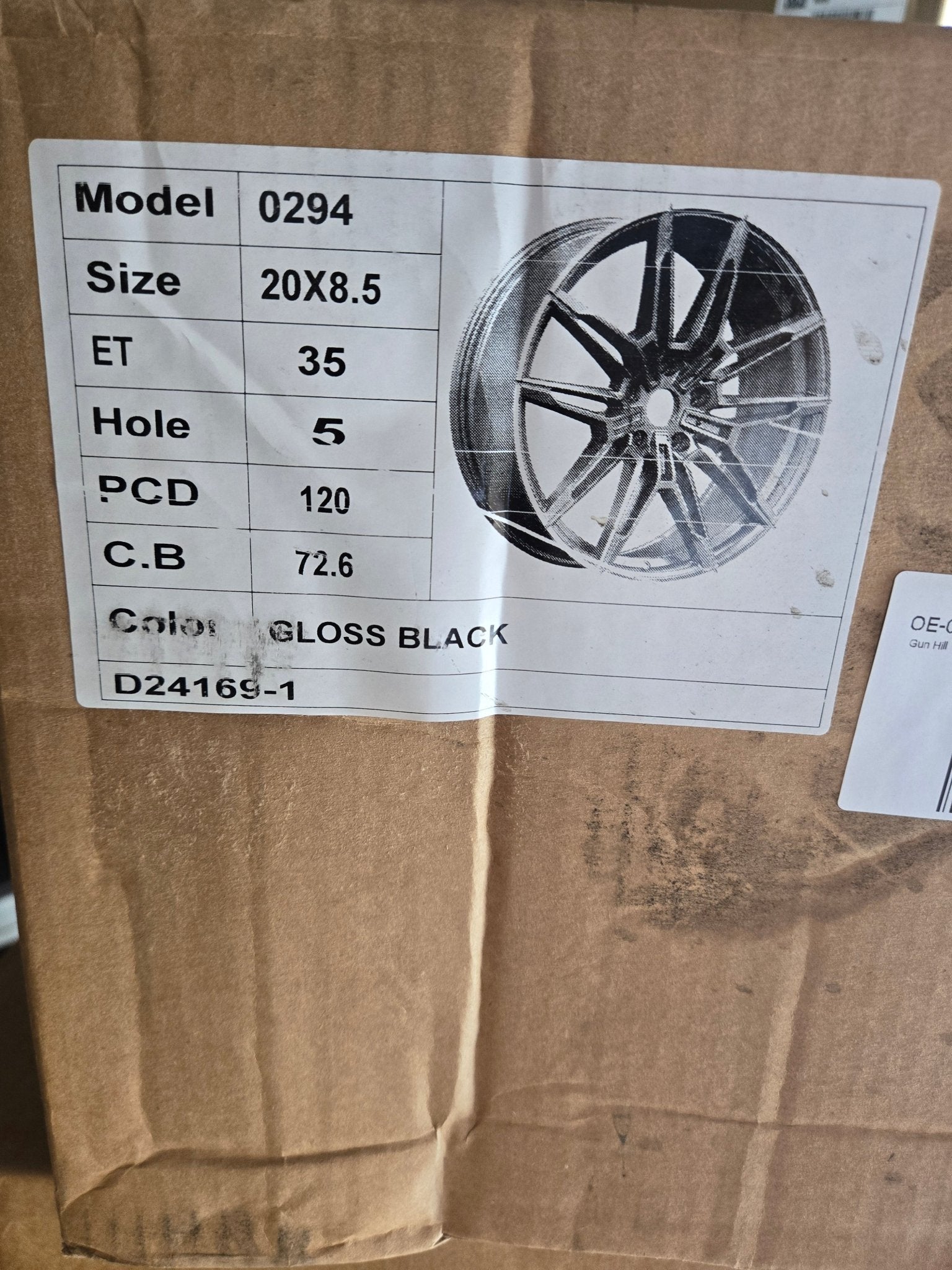 OE - 0294 20X8.5 5X120 GLOSS BLACK - Gun Hill Tire House (WTW - WHOLESALE TIRES & WHEELS)