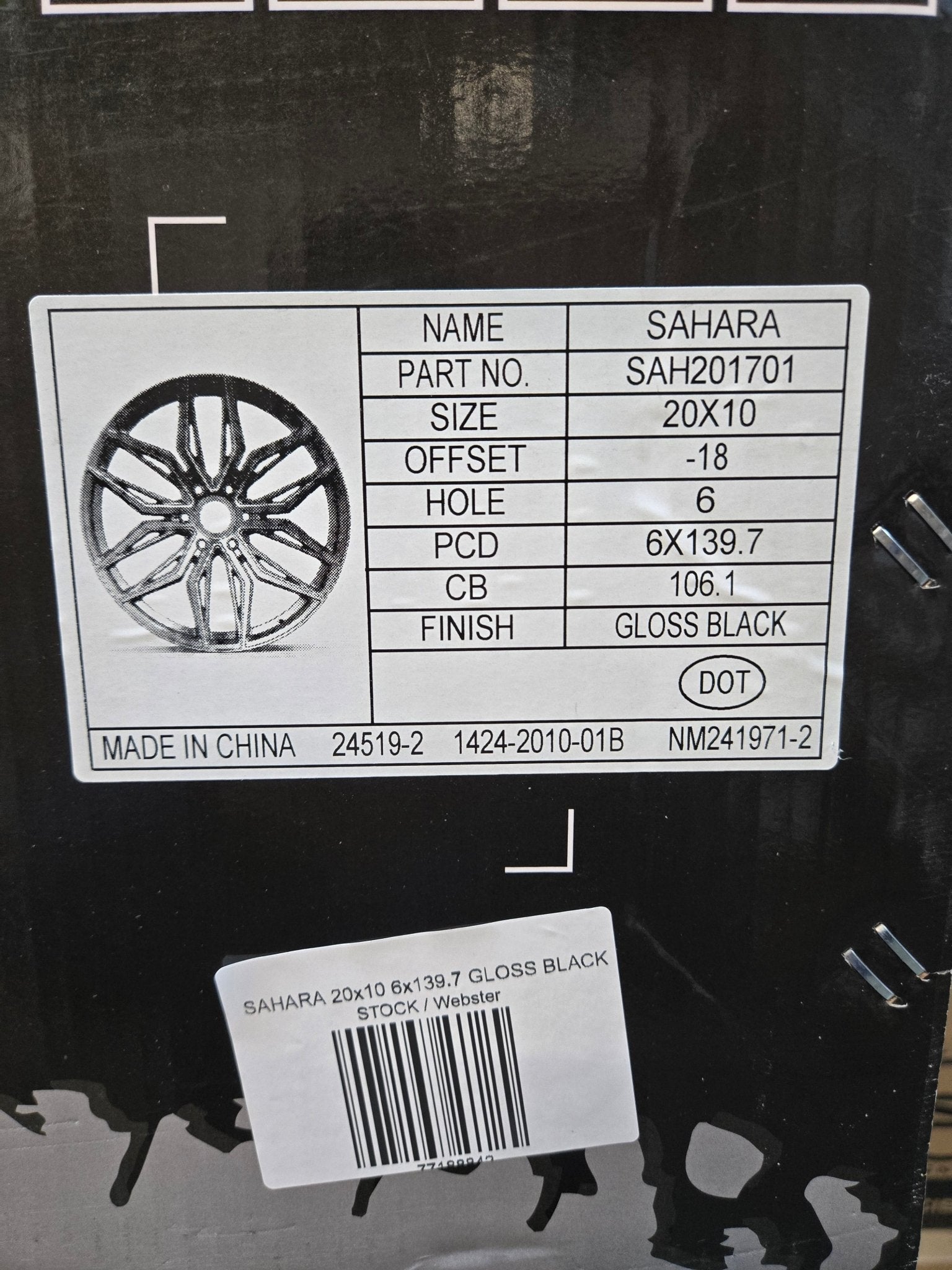 SAHARA 20x10 6x139.7 GLOSS BLACK - Gun Hill Tire House (WTW - WHOLESALE TIRES & WHEELS)