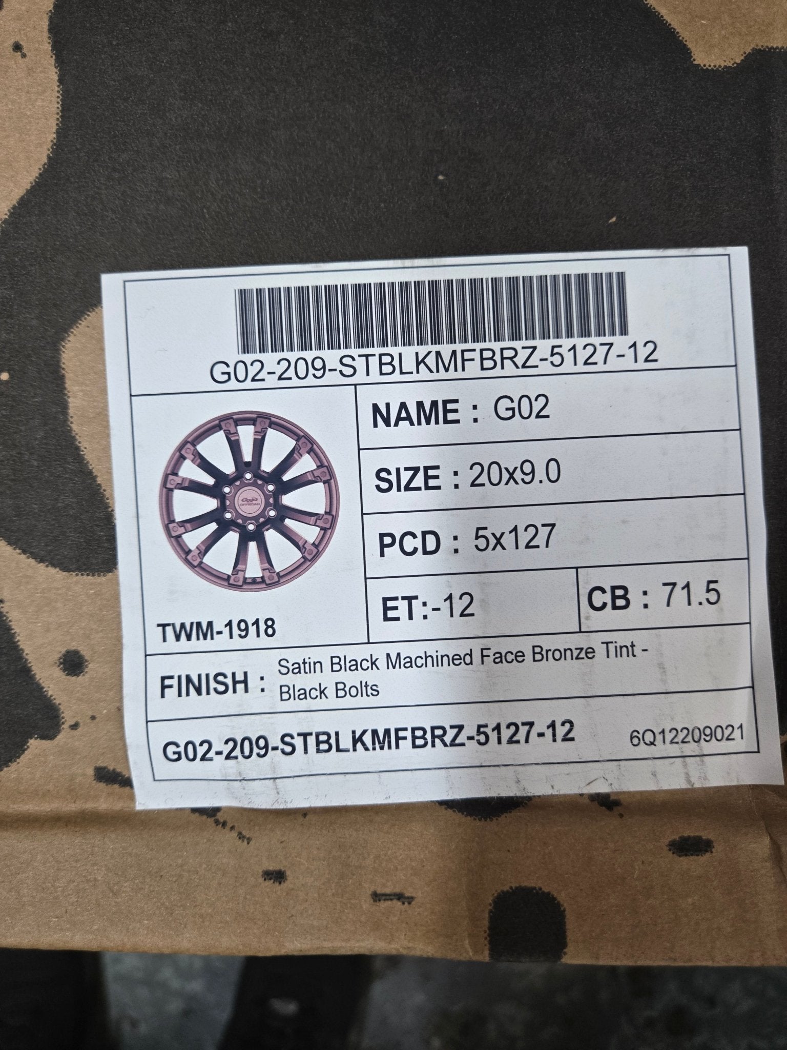 GWG G02 20x9 5x127 SATIN BLACK MACHINED FACE BRONZE TINT - Gun Hill Tire House (WTW - WHOLESALE TIRES & WHEELS)