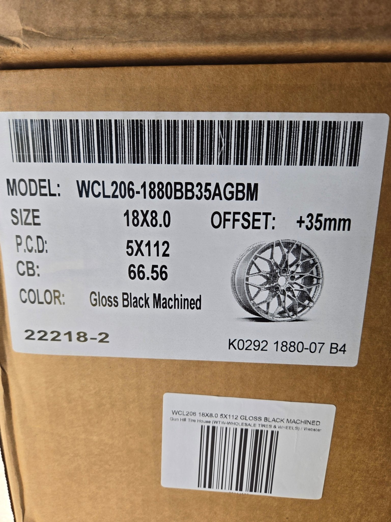 WCL206 18X8.0 5X112 GLOSS BLACK MACHINED - Gun Hill Tire House (WTW - WHOLESALE TIRES & WHEELS)