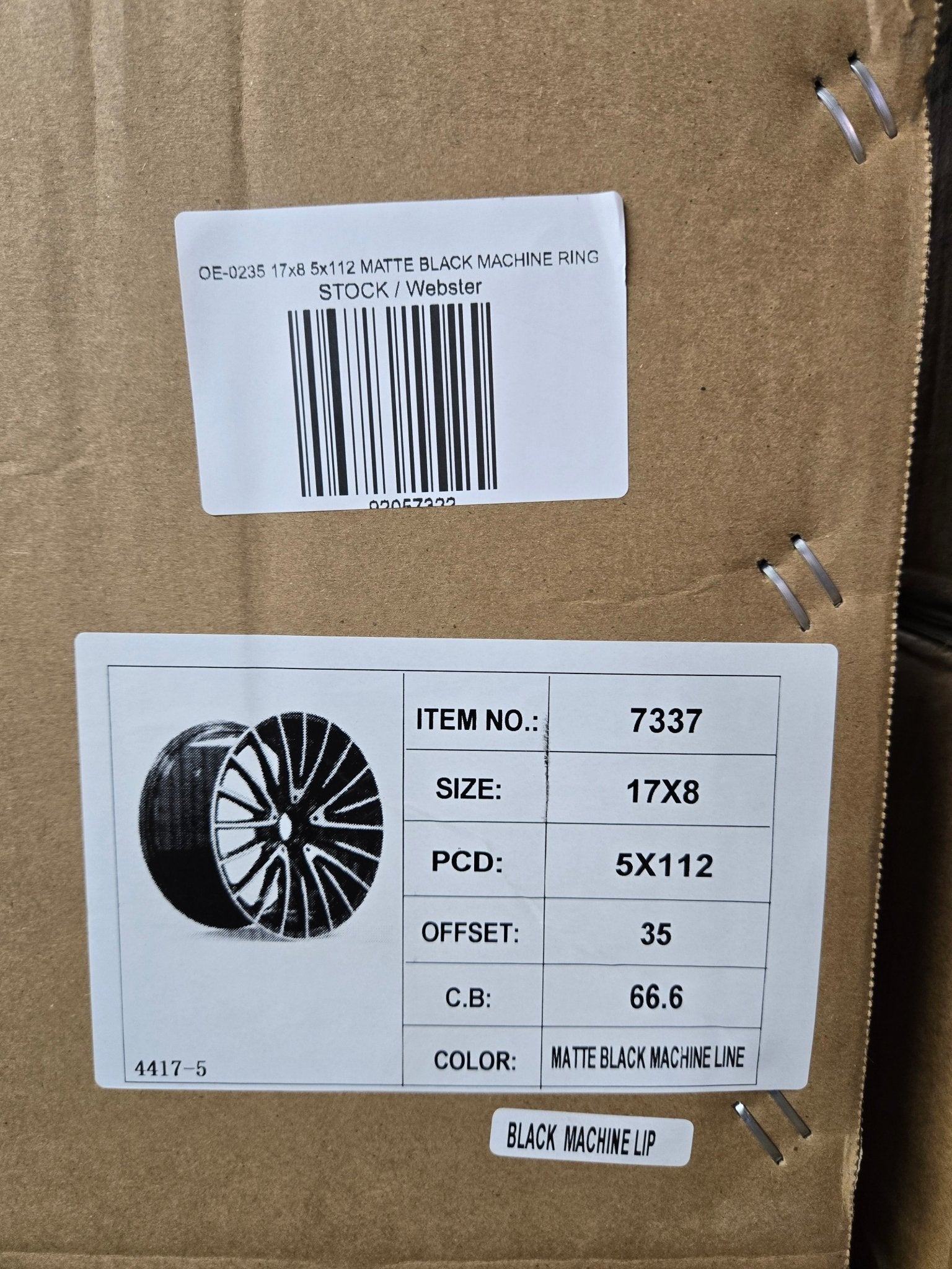 OE - 0235 17x8 5x112 MATTE BLACK MACHINE RING - Gun Hill Tire House (WTW - WHOLESALE TIRES & WHEELS)