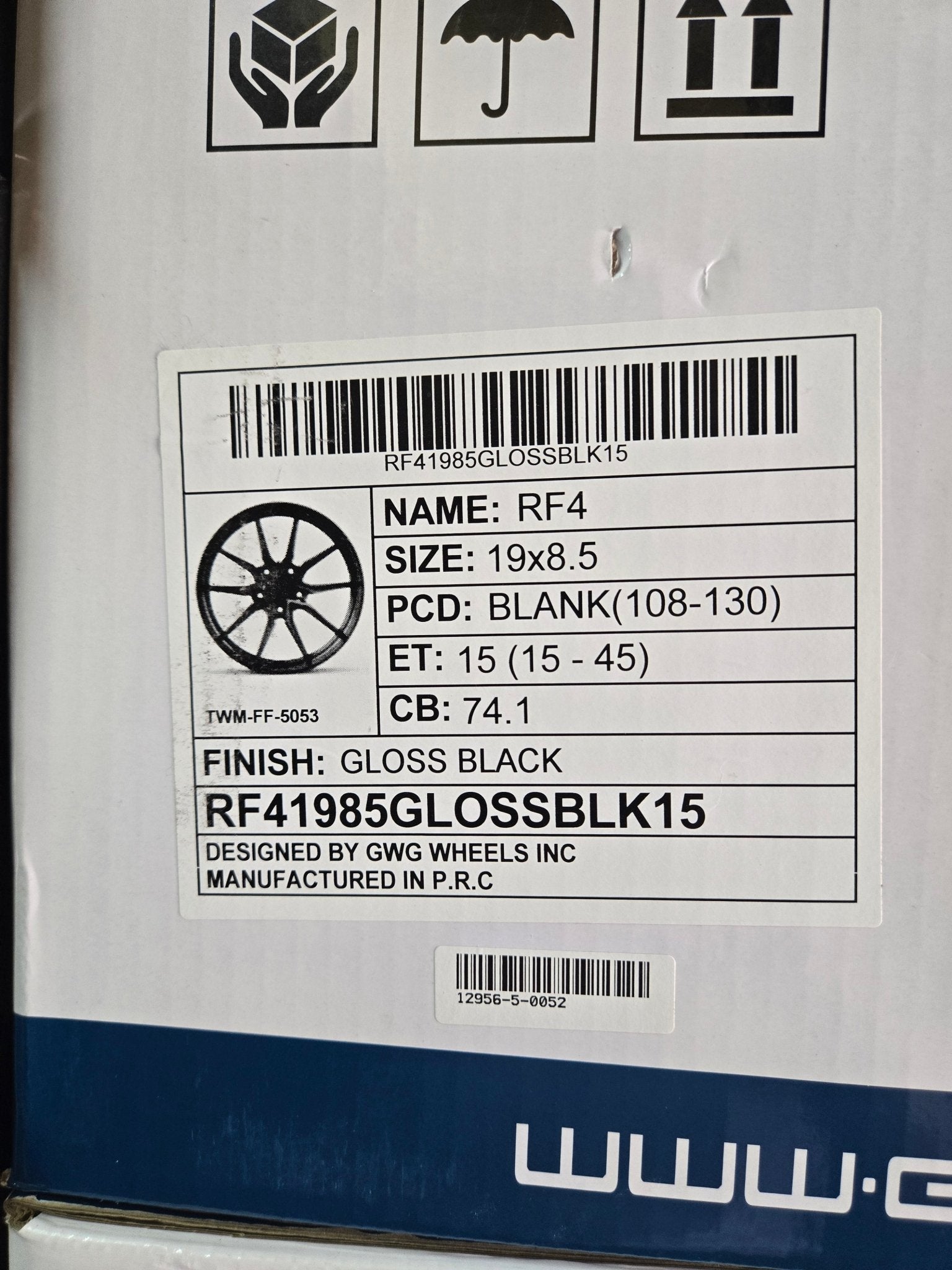 GWG RF4 19x8.5 BLANK GLOSS BLACK - Gun Hill Tire House (WTW - WHOLESALE TIRES & WHEELS)