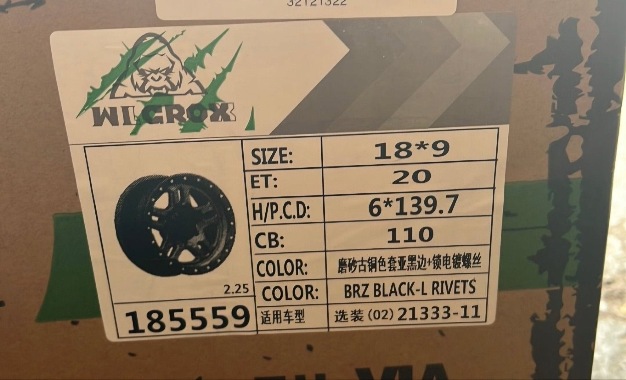 WILDCROX 185559 WHEELS 18x9 6x5.5 BBLR - Gun Hill Tire House (WTW - WHOLESALE TIRES & WHEELS)