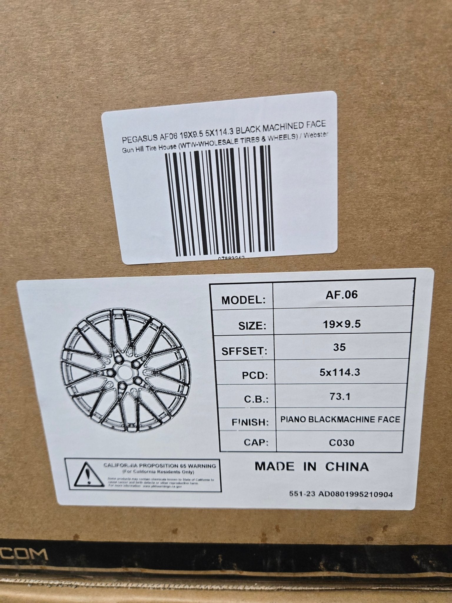 PEGASUS AF06 19X9.5 5X114.3 BLACK MACHINED FACE - Gun Hill Tire House (WTW - WHOLESALE TIRES & WHEELS)