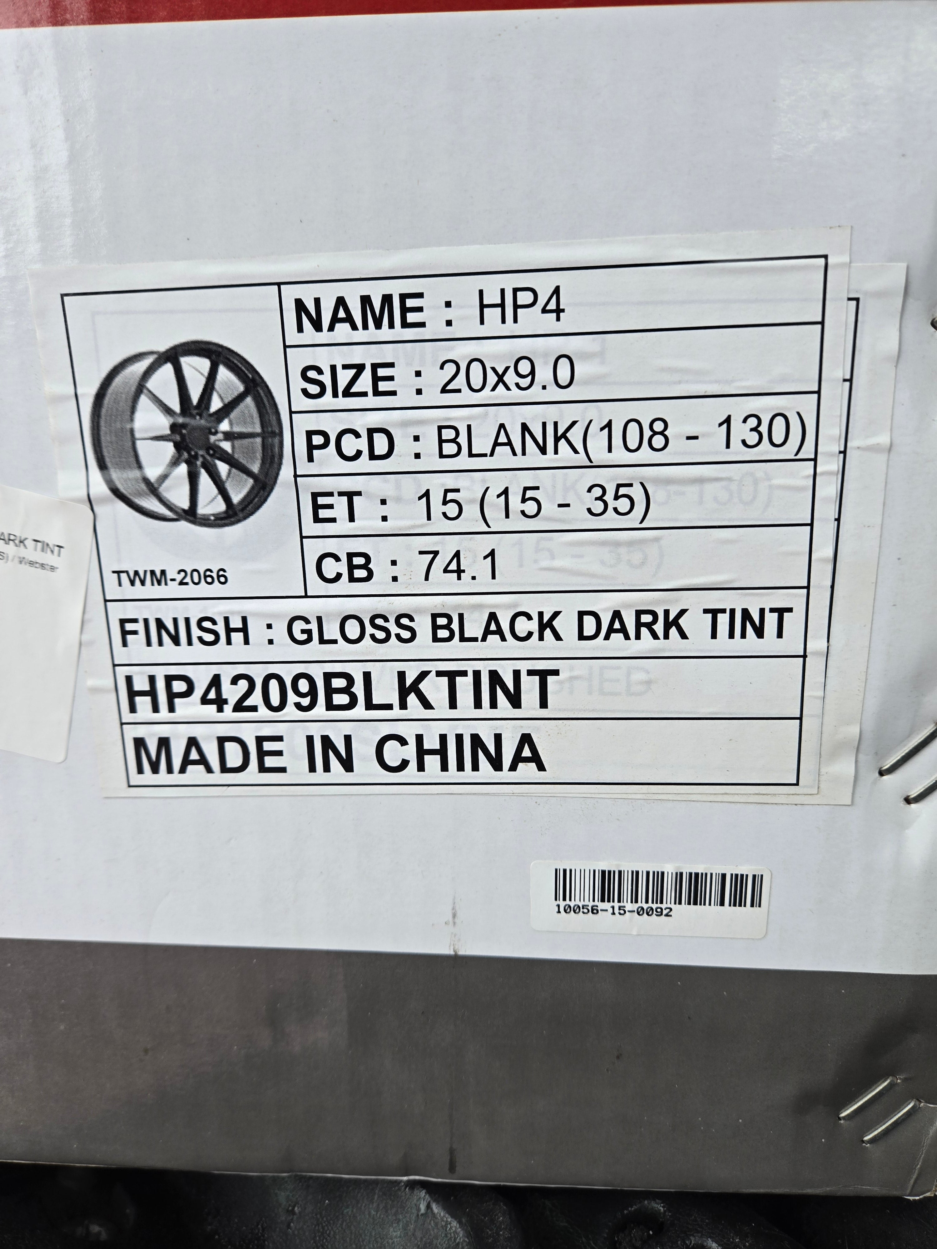 GWG HP4 20X9.0 BLANK GLOSS BLACK DARK TINT