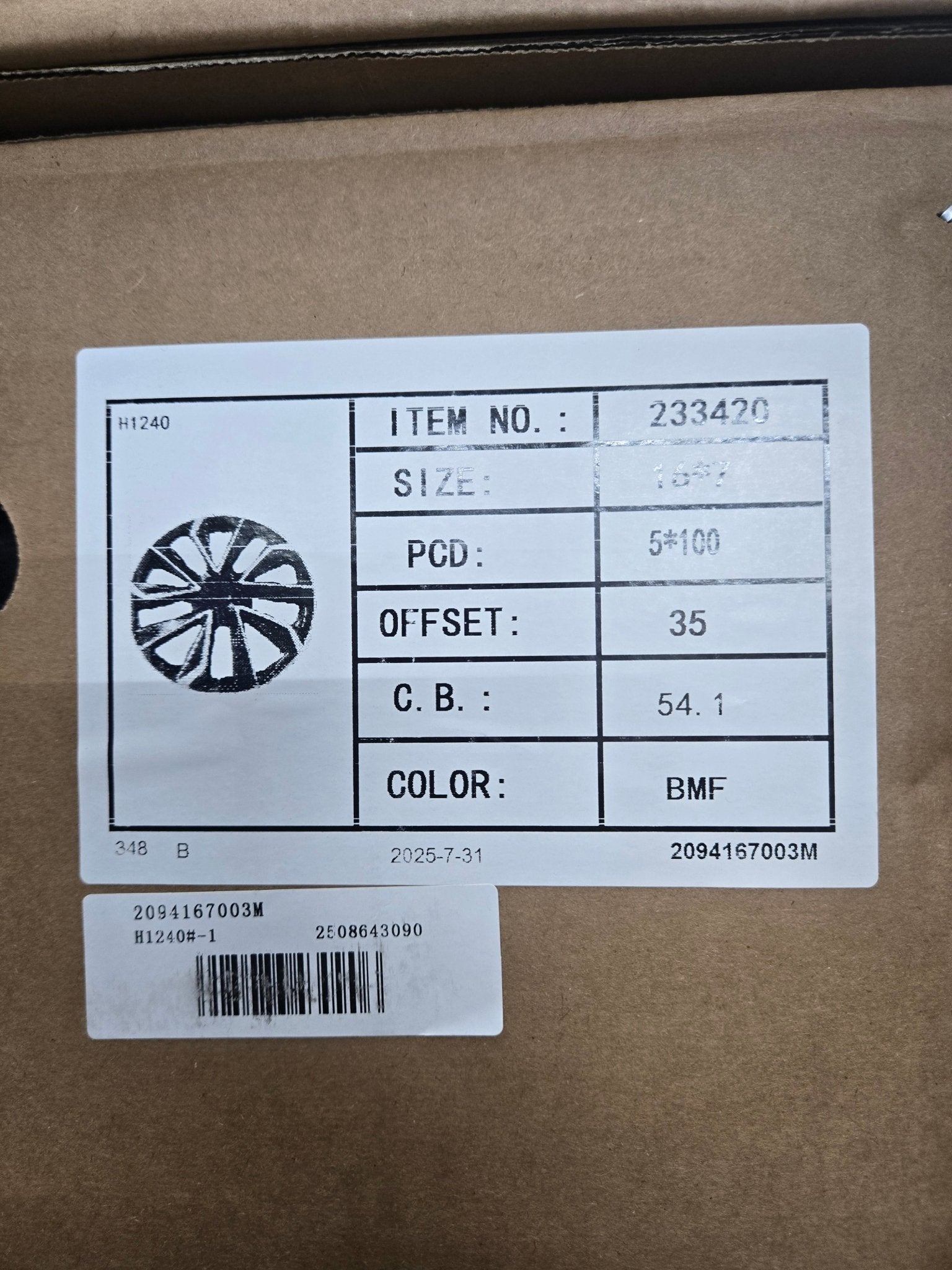 WEOE - TOY 233420 16X7.0 5X100 BLACK MACHINED FACE - Gun Hill Tire House (WTW - WHOLESALE TIRES & WHEELS)