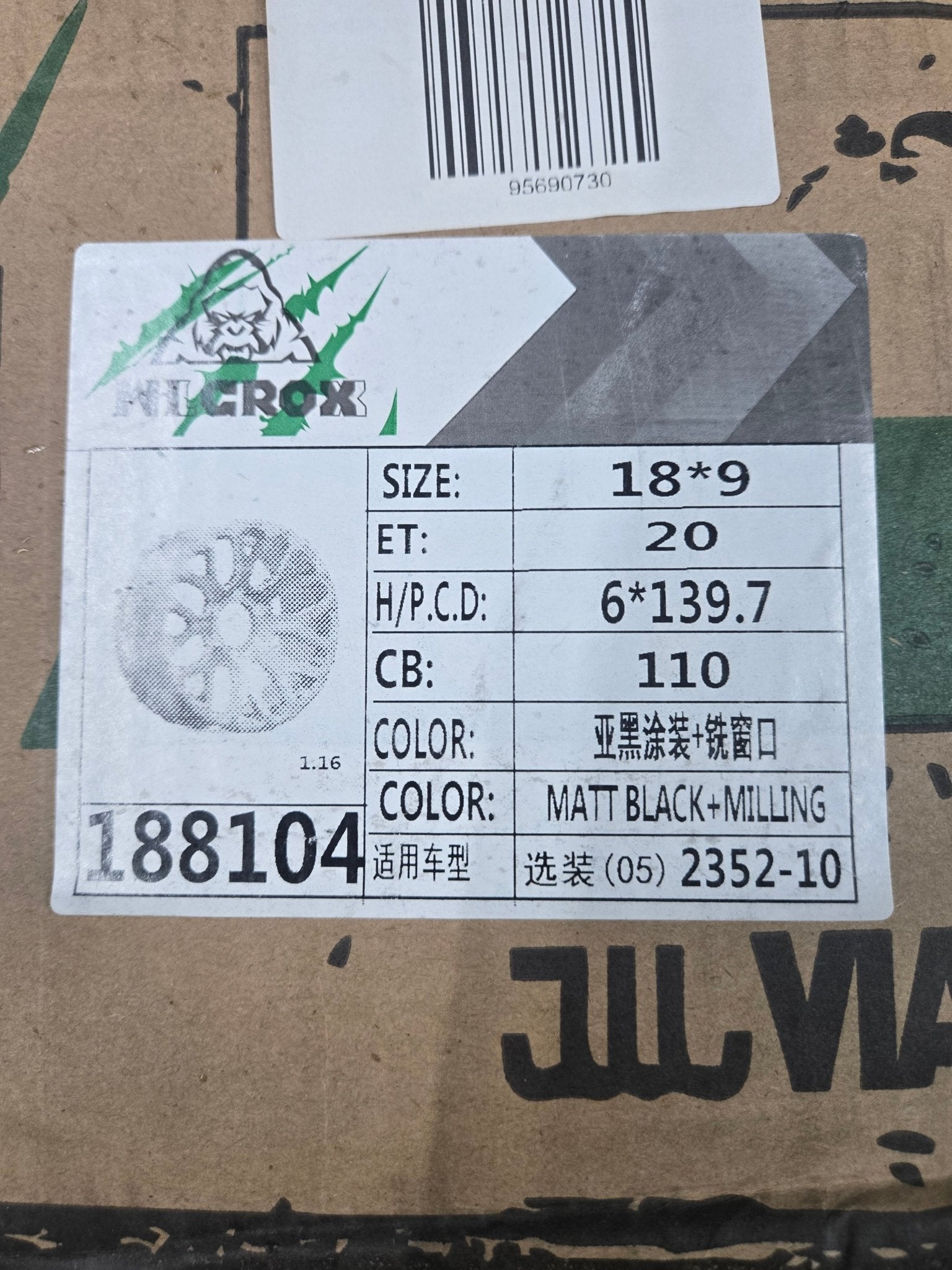 188104 18x9.0 6x139.7 MATT BLACK MILLING - Gun Hill Tire House (WTW - WHOLESALE TIRES & WHEELS)