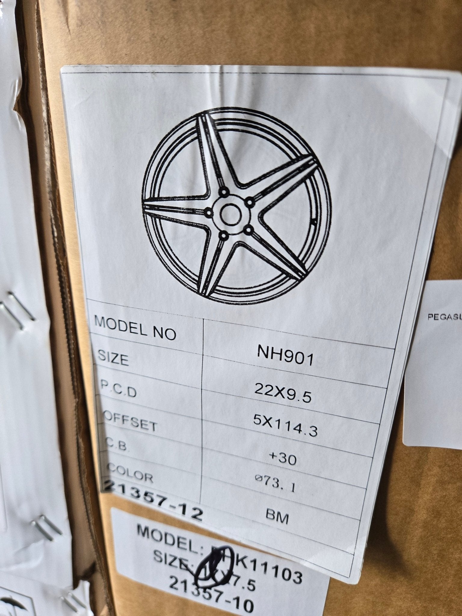 PEGASUS 5074 22x9.5 5x114.3 GLOSS BLACK MACHINED FACE - Gun Hill Tire House (WTW - WHOLESALE TIRES & WHEELS)