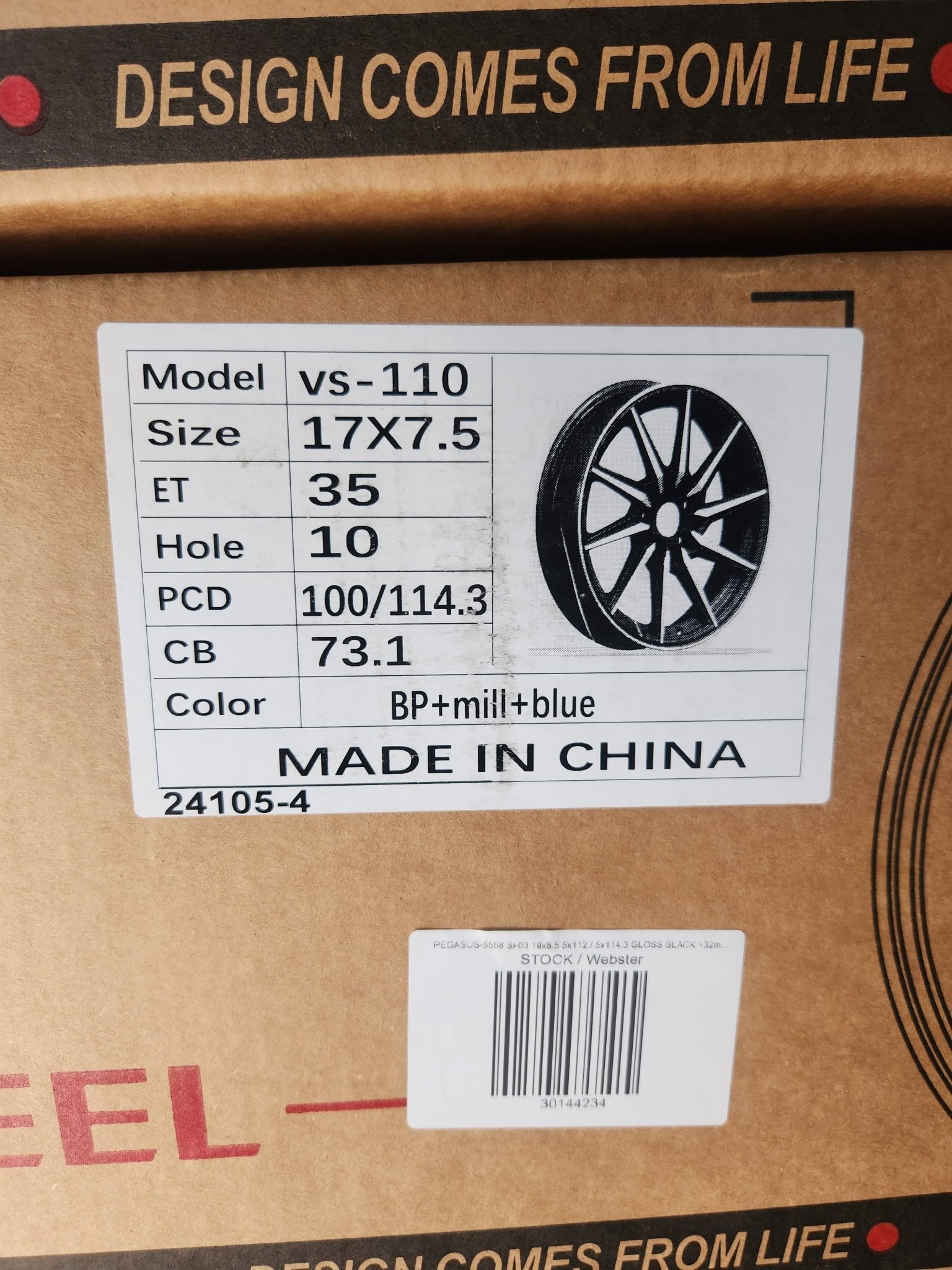 PEGASUS VS - 110 17x7.5 5x100 5x114.3 GLOSS BLACK MACHINED FACE BLUE MILLED - Gun Hill Tire House (WTW - WHOLESALE TIRES & WHEELS)