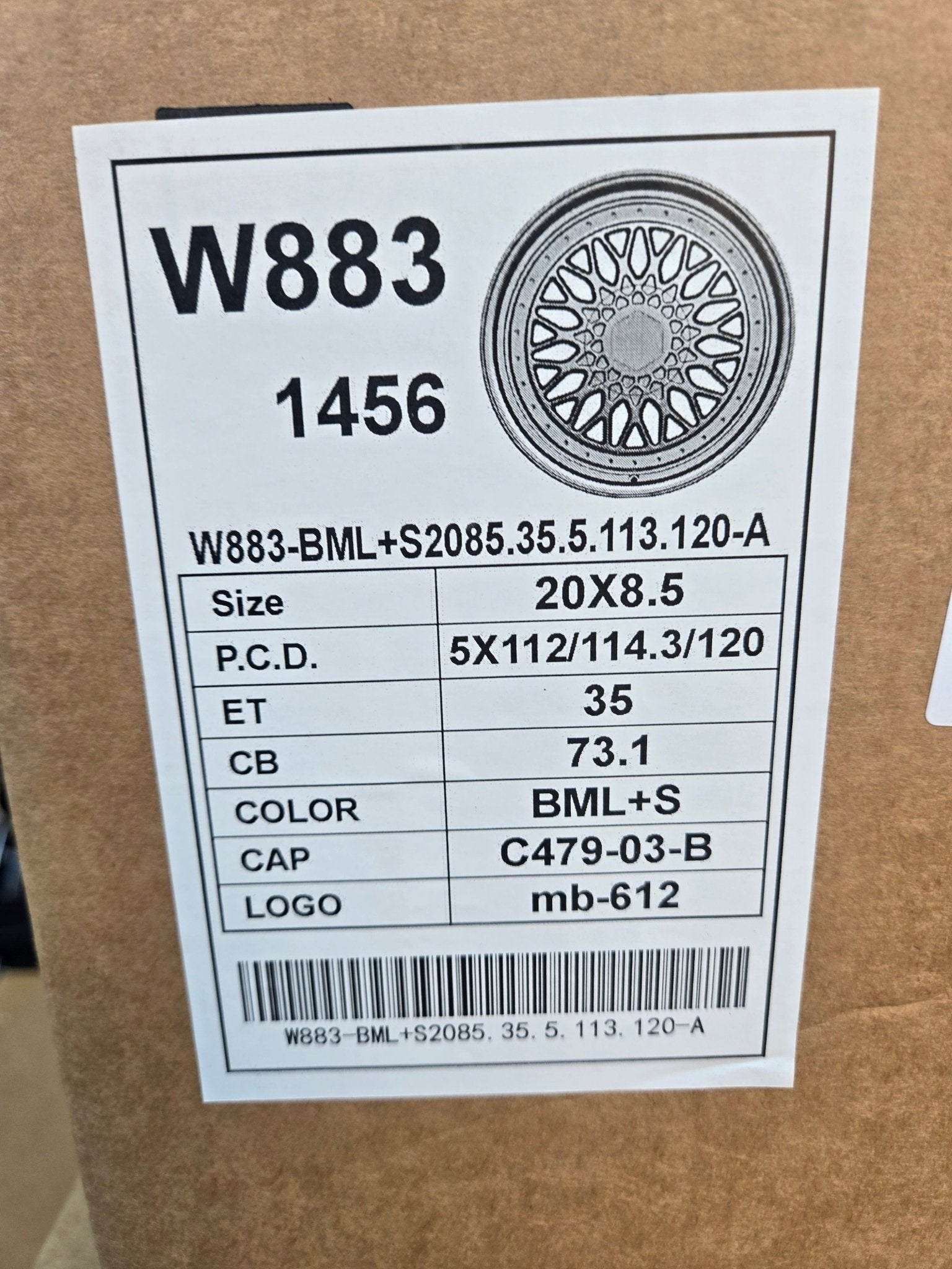 W883 20X8.5 5X112 5X114.3 5X120 BLACK MACHINED FACE - Gun Hill Tire House (WTW - WHOLESALE TIRES & WHEELS)