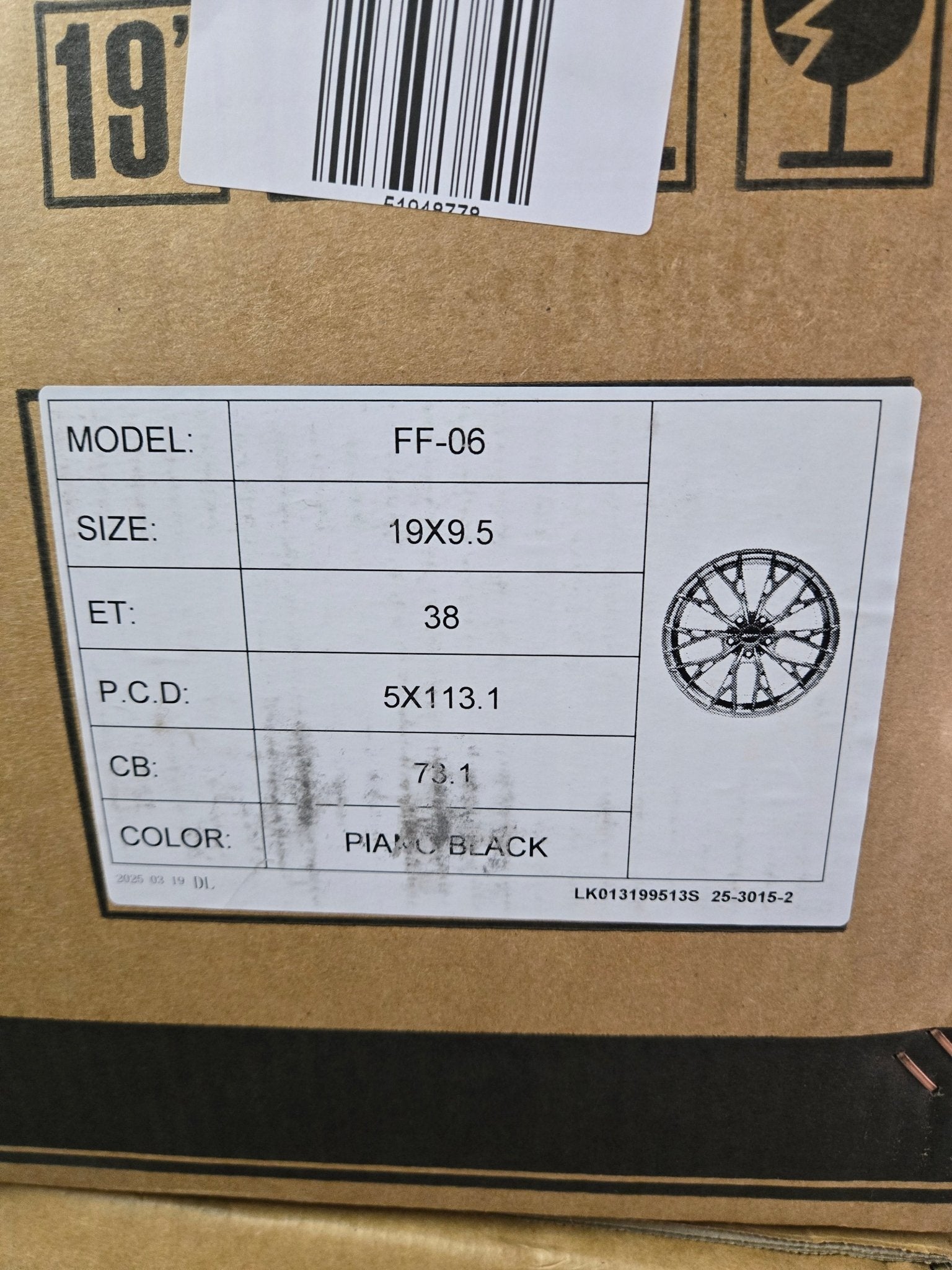 PEGASUS FF - 06 19x9.5 5x112 / 5x114.3 GLOSS BLACK - Gun Hill Tire House (WTW - WHOLESALE TIRES & WHEELS)