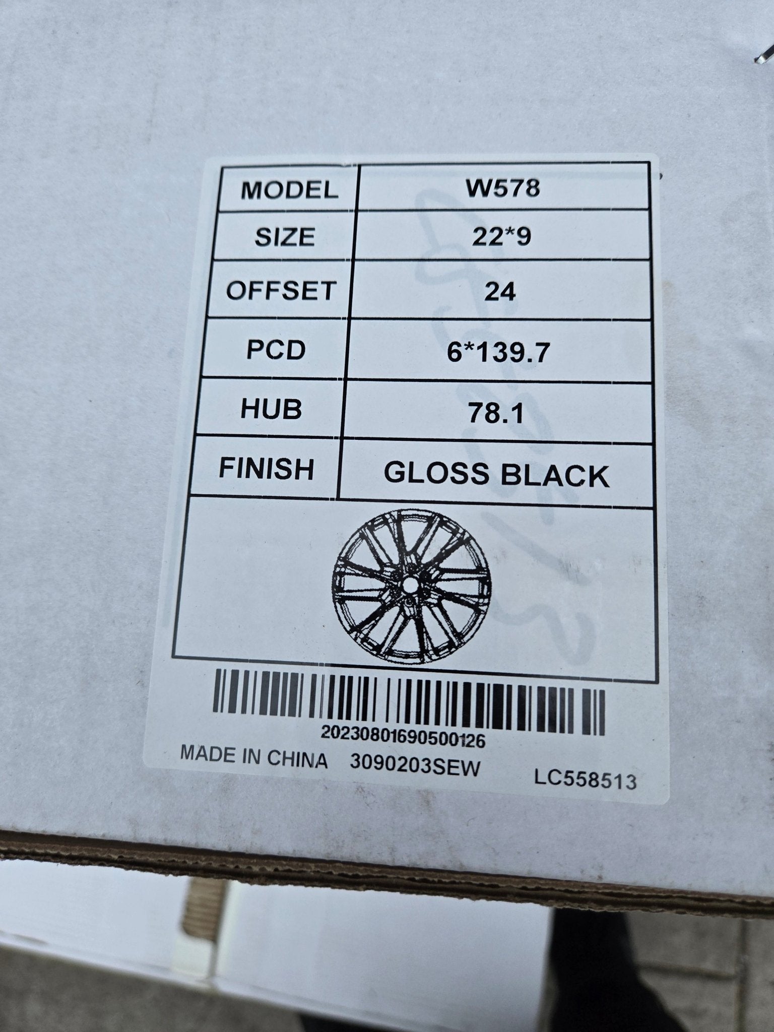 W578 22X9.0 6X139.7 GLOSS BLACK - Gun Hill Tire House (WTW - WHOLESALE TIRES & WHEELS)