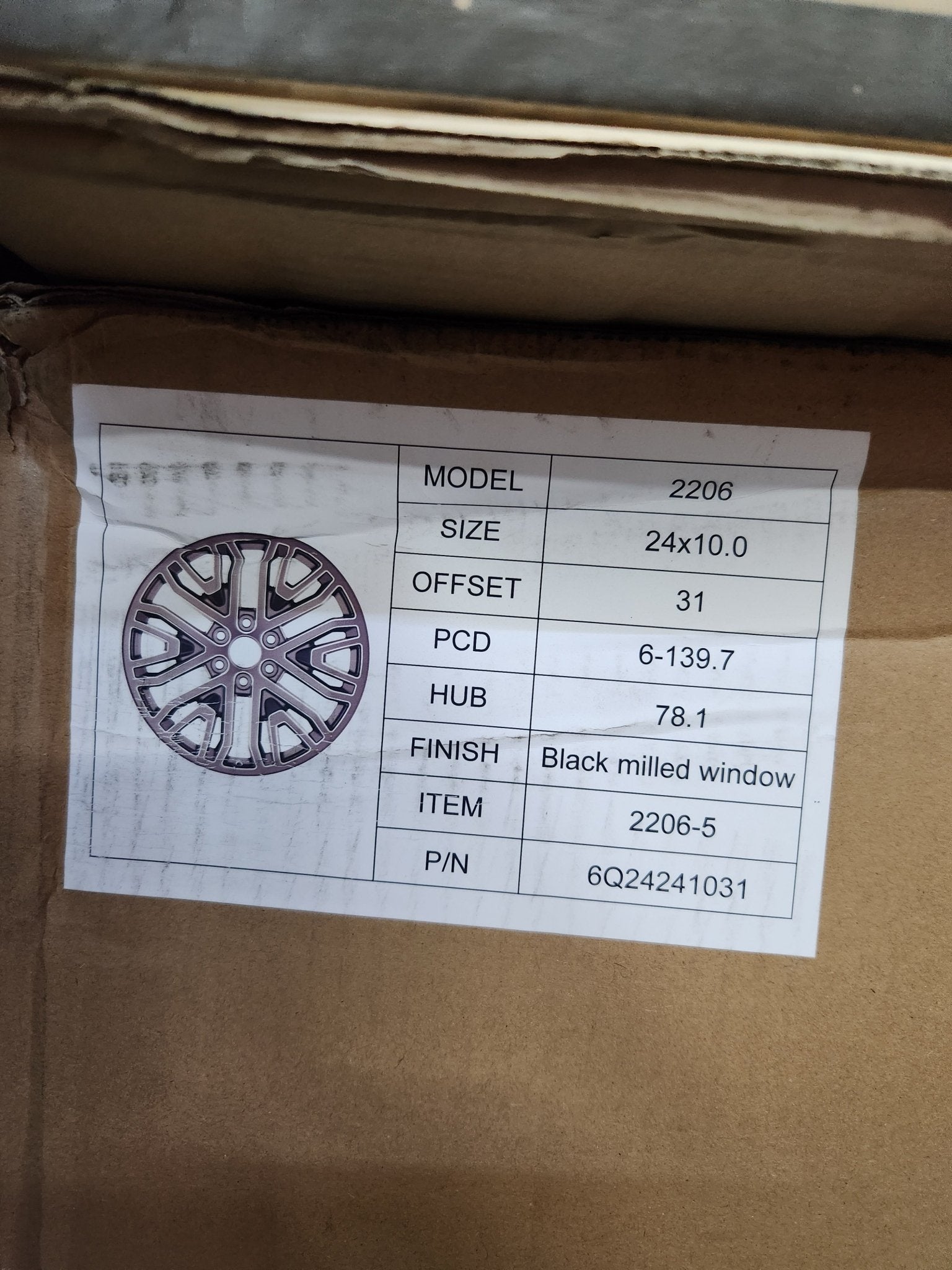 2206 24x10 6x139.7 78.1mm BLACK MILLED WINDOW