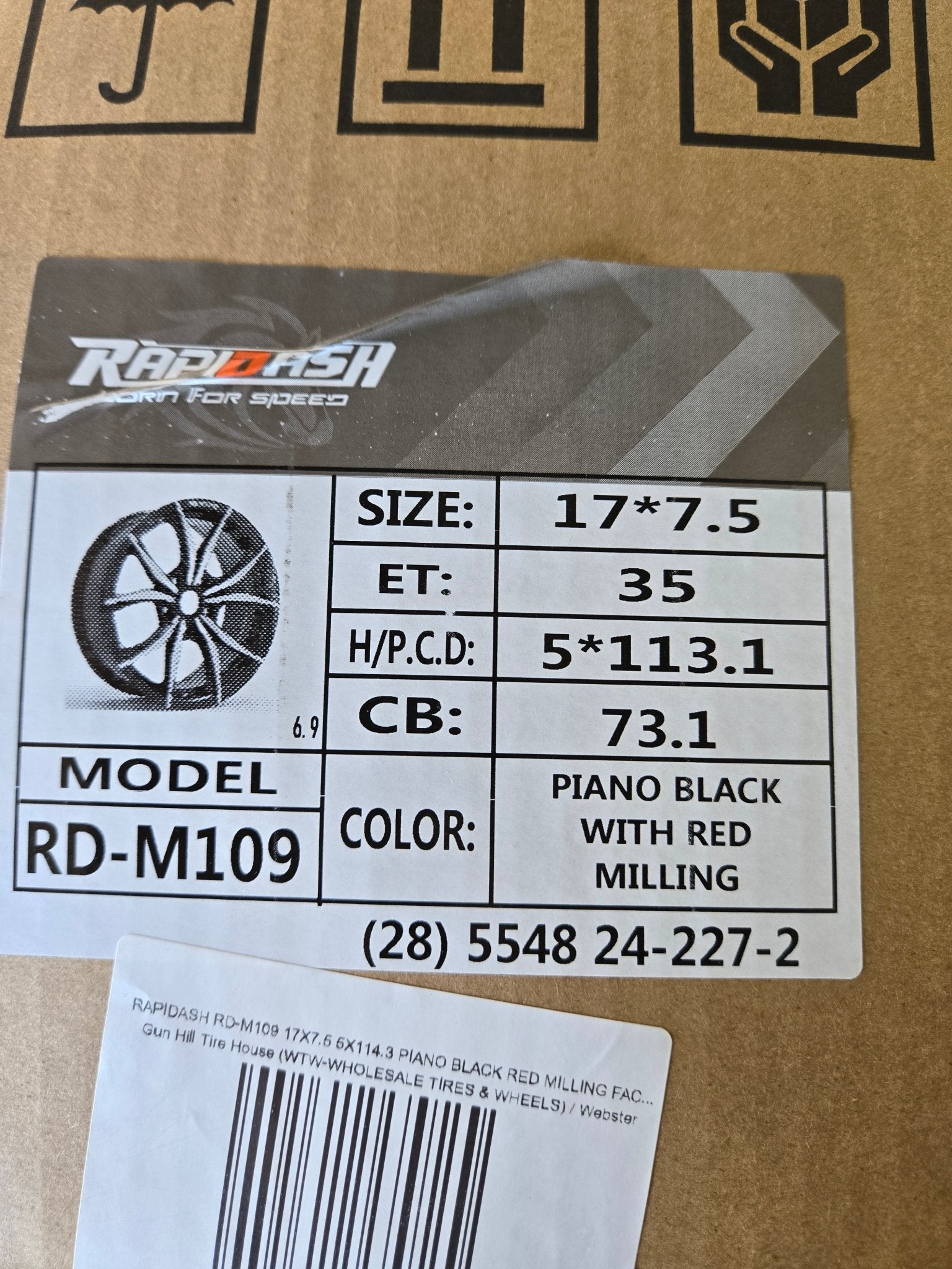 RAPIDASH RD - M109 17X7.5 5X114.3 PIANO BLACK RED MILLING FACE RED - Gun Hill Tire House (WTW - WHOLESALE TIRES & WHEELS)