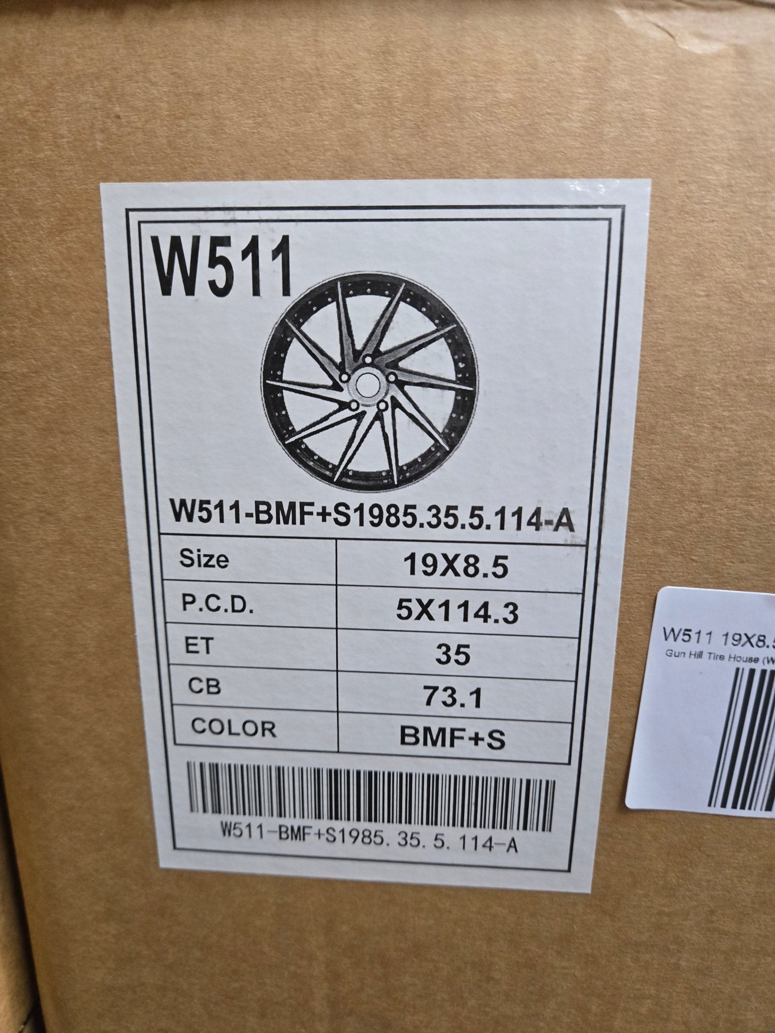 W511 19X8.5 5X114.3 GLOSS BLACK MACHINED FACE - Gun Hill Tire House (WTW - WHOLESALE TIRES & WHEELS)