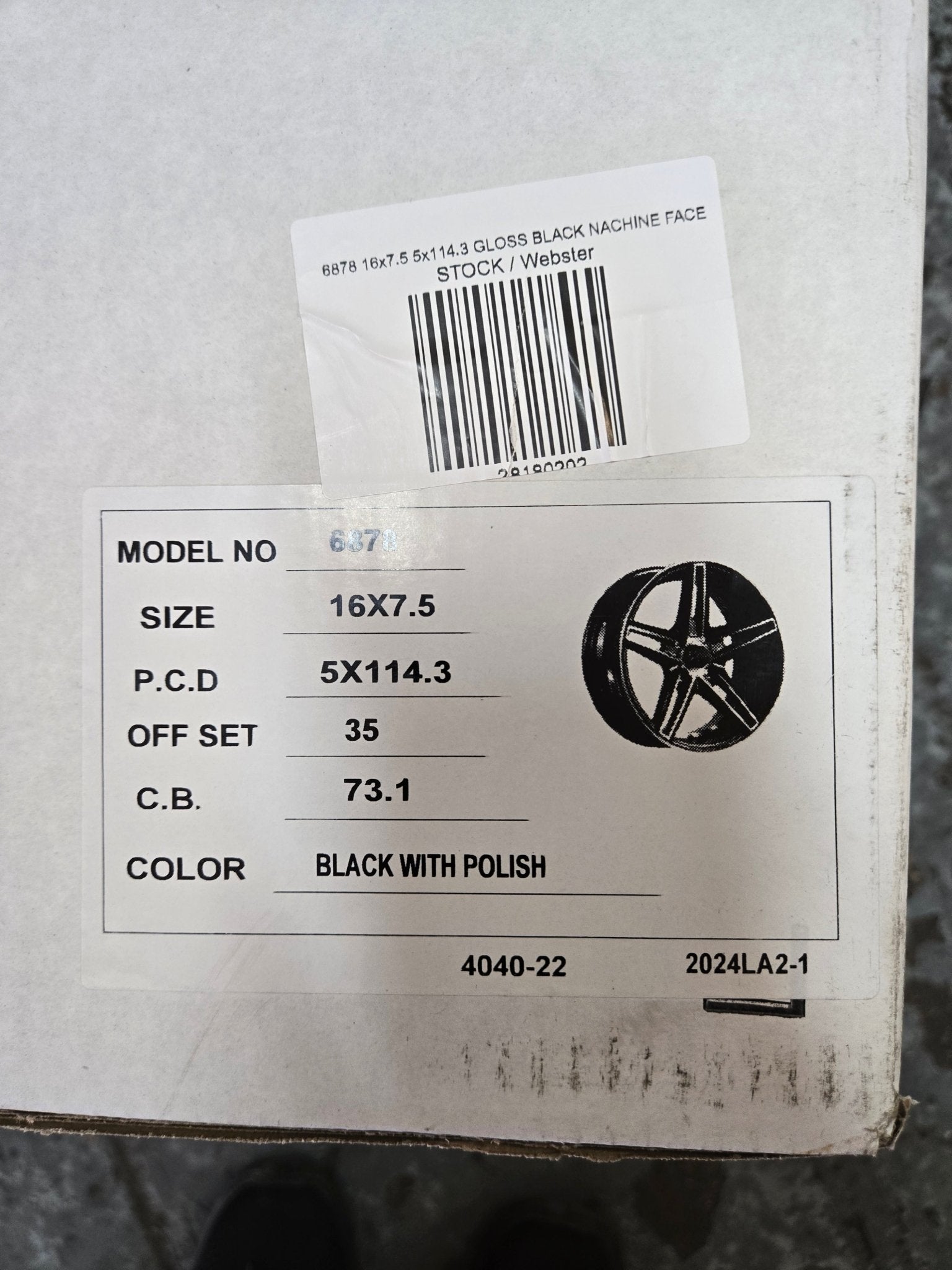 6878 16x7.5 5x114.3 GLOSS BLACK NACHINE FACE - Gun Hill Tire House (WTW - WHOLESALE TIRES & WHEELS)