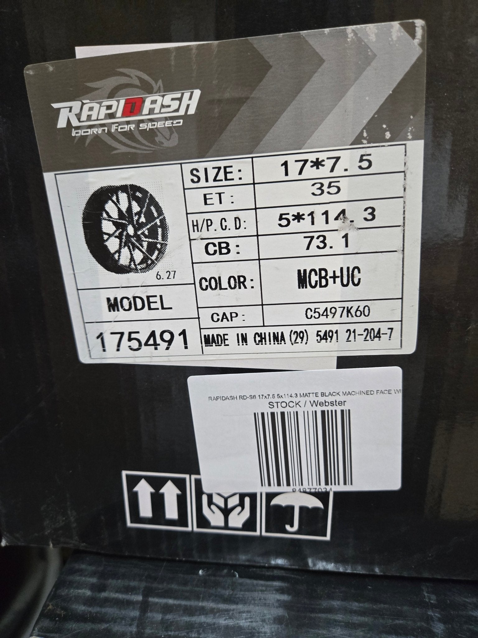 RAPIDASH RD - S6 17x7.5 5x114.3 MATTE BLACK MACHINED FACE WITH MACHINED UNDER CUT - Gun Hill Tire House (WTW - WHOLESALE TIRES & WHEELS)