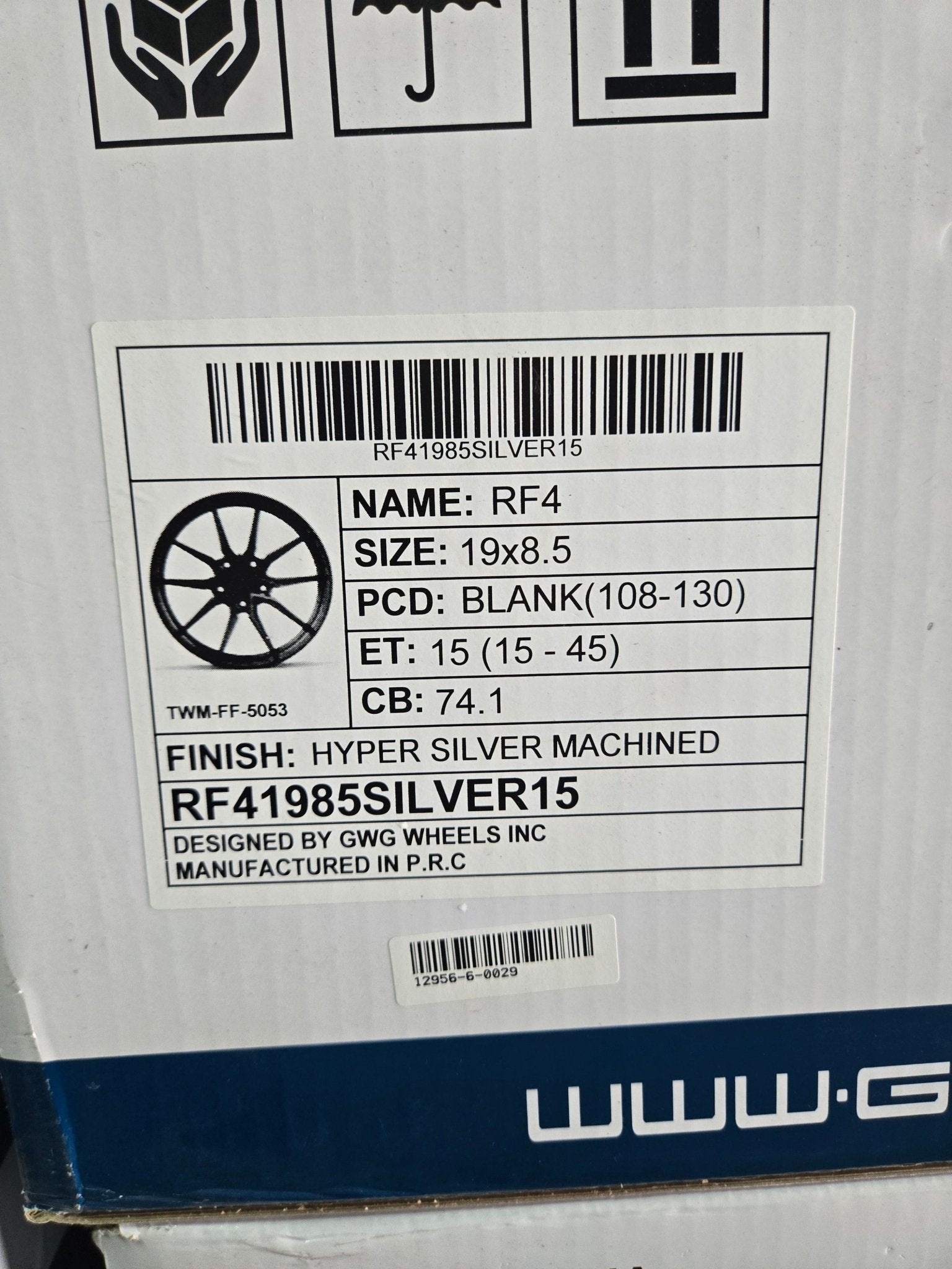 GWG RF4 19x8.5 BLANK HYPER SILVER MACHINED FACE