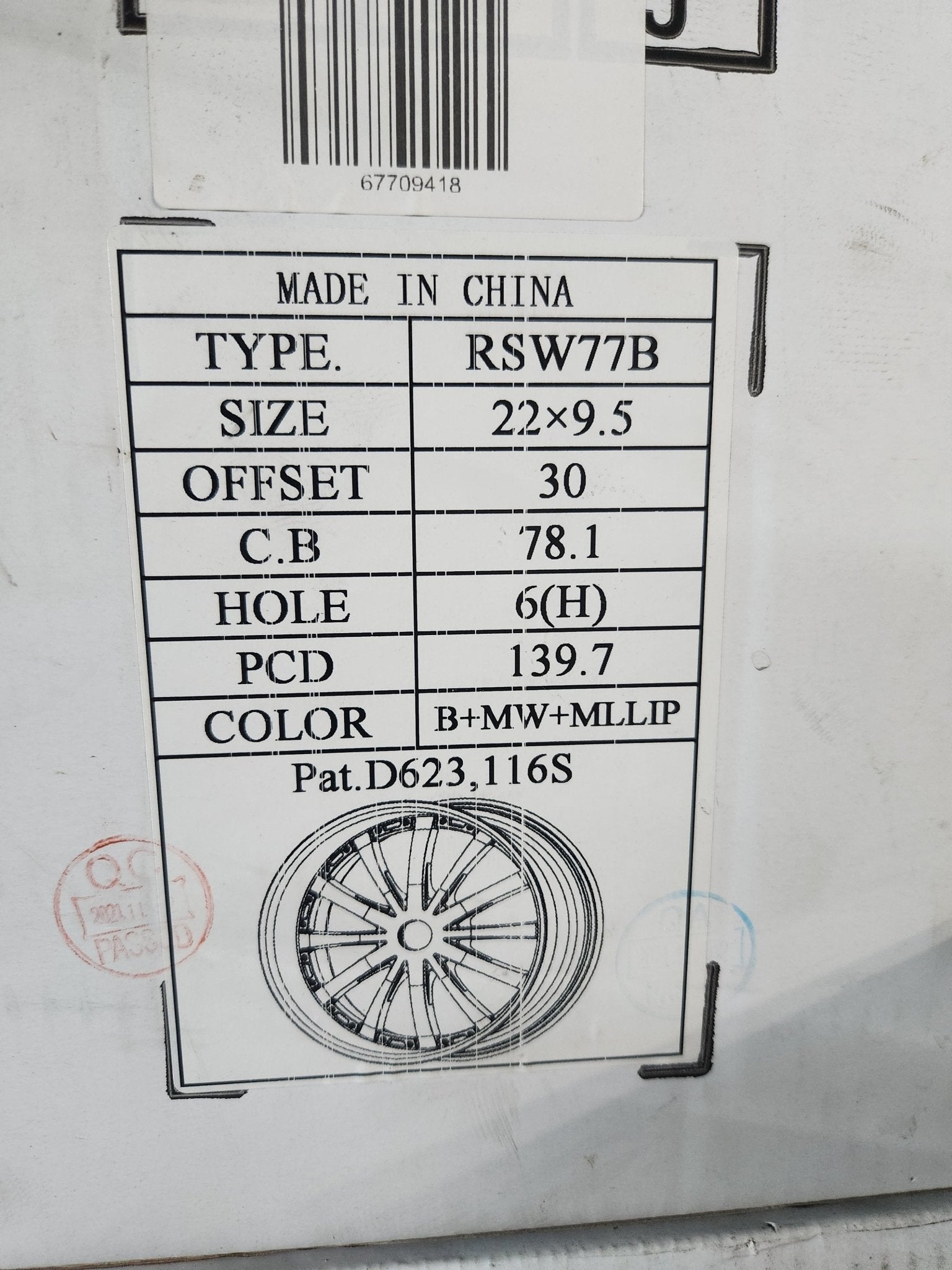 RED SPORT RSW77B 22x9.5 6X5.5 B+MW+MLLIP - Gun Hill Tire House (WTW - WHOLESALE TIRES & WHEELS)
