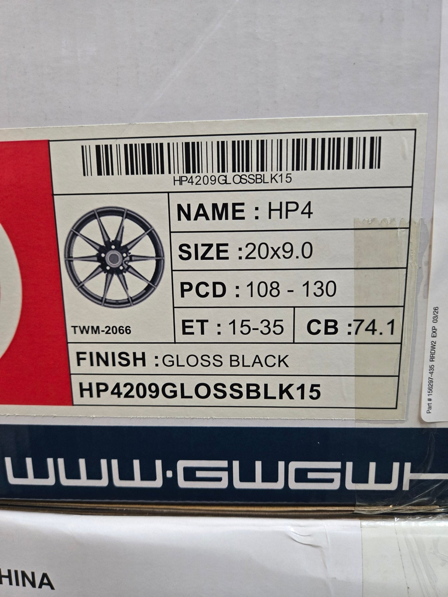 GWG HP4 20X9.0 BLANK GLOSS BLACK - Gun Hill Tire House (WTW - WHOLESALE TIRES & WHEELS)