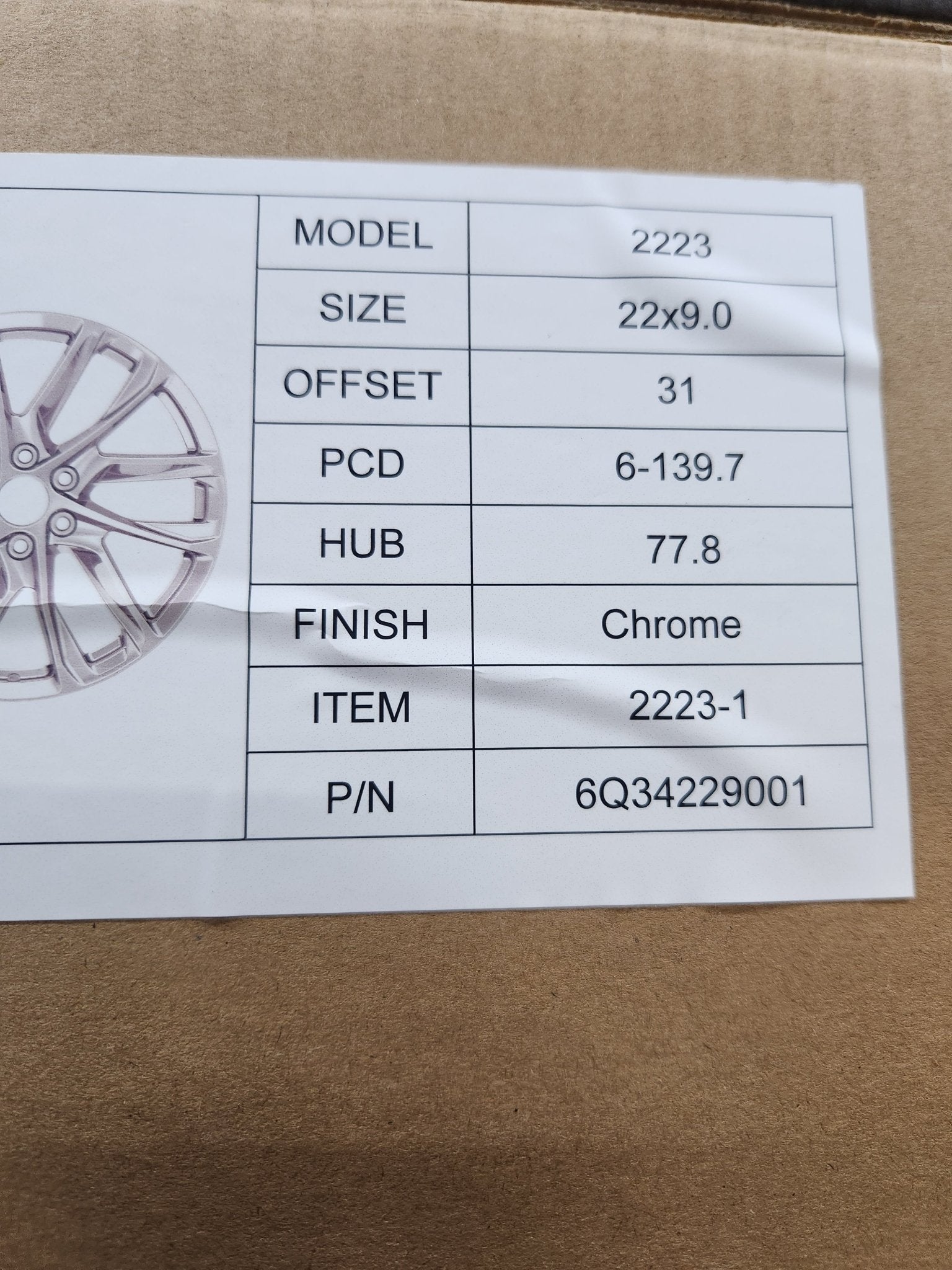 2223 22x9.0 6x139.7 77.8mm CHROME