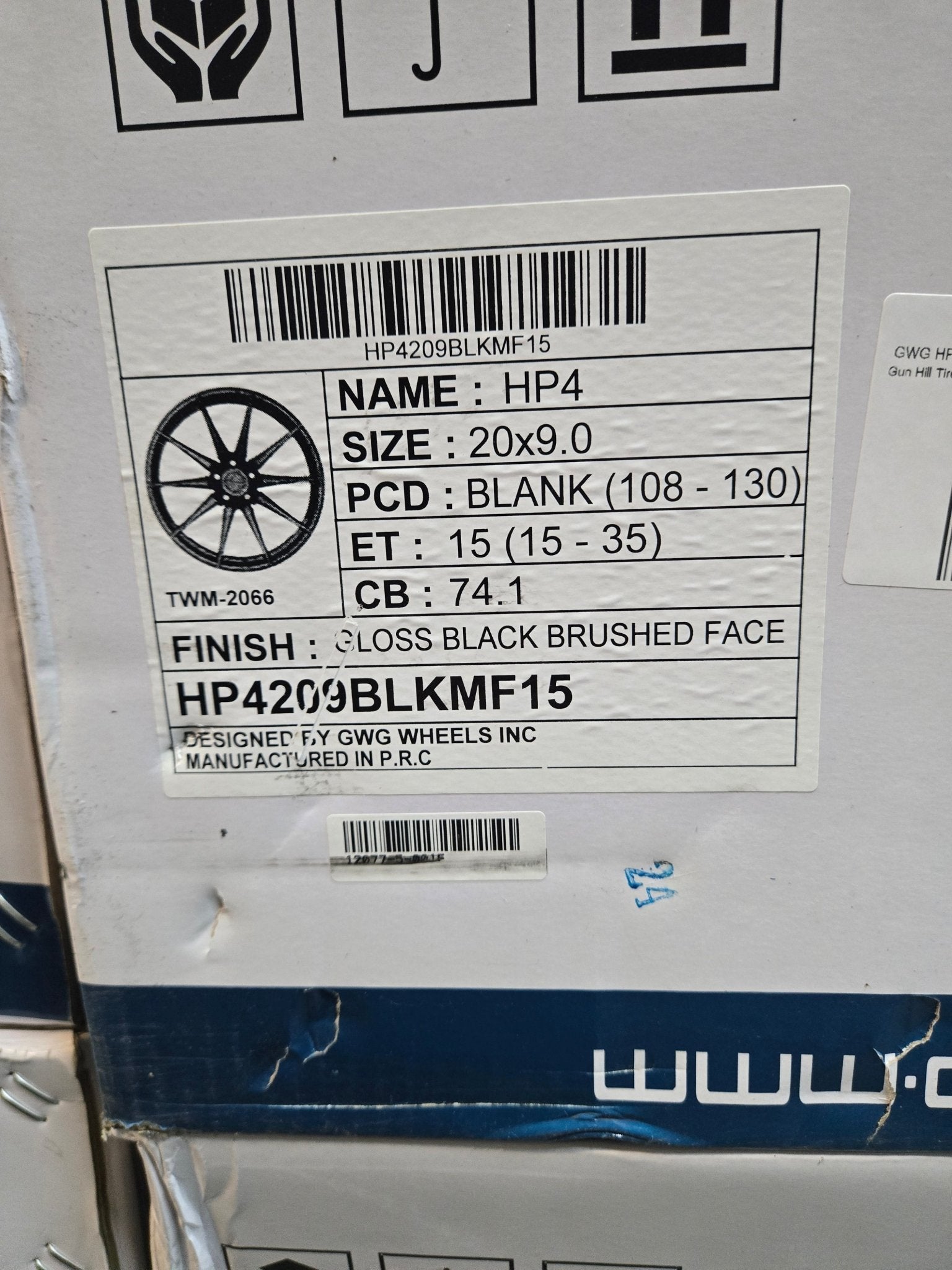 GWG HP4 20X9.0 BLANK GLOSS BLACK BRUSHED FACE - Gun Hill Tire House (WTW - WHOLESALE TIRES & WHEELS)