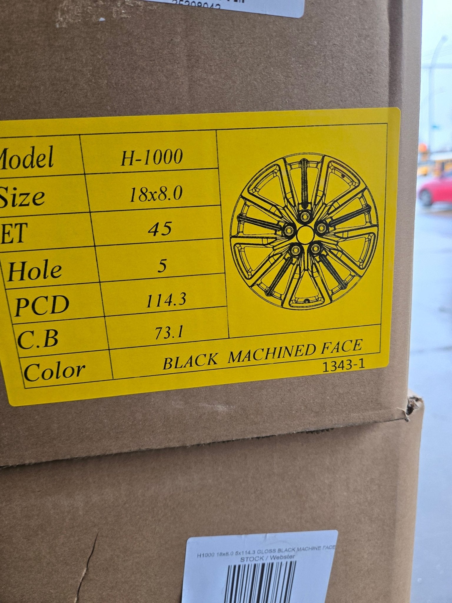 H1000 18x8.0 5x114.3 GLOSS BLACK MACHINE FACE - Gun Hill Tire House (WTW - WHOLESALE TIRES & WHEELS)