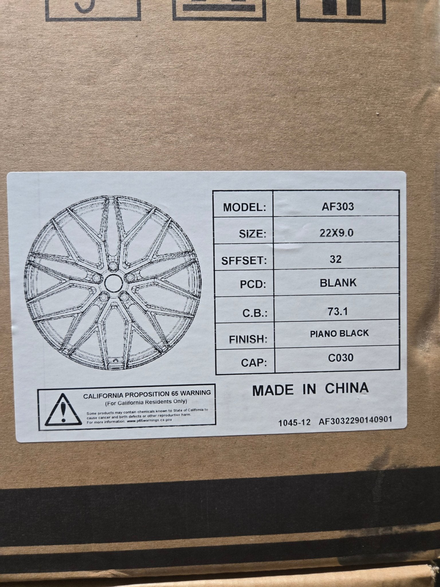 AF303 22X9.0 BLANK PIANO BLACK - Gun Hill Tire House (WTW - WHOLESALE TIRES & WHEELS)
