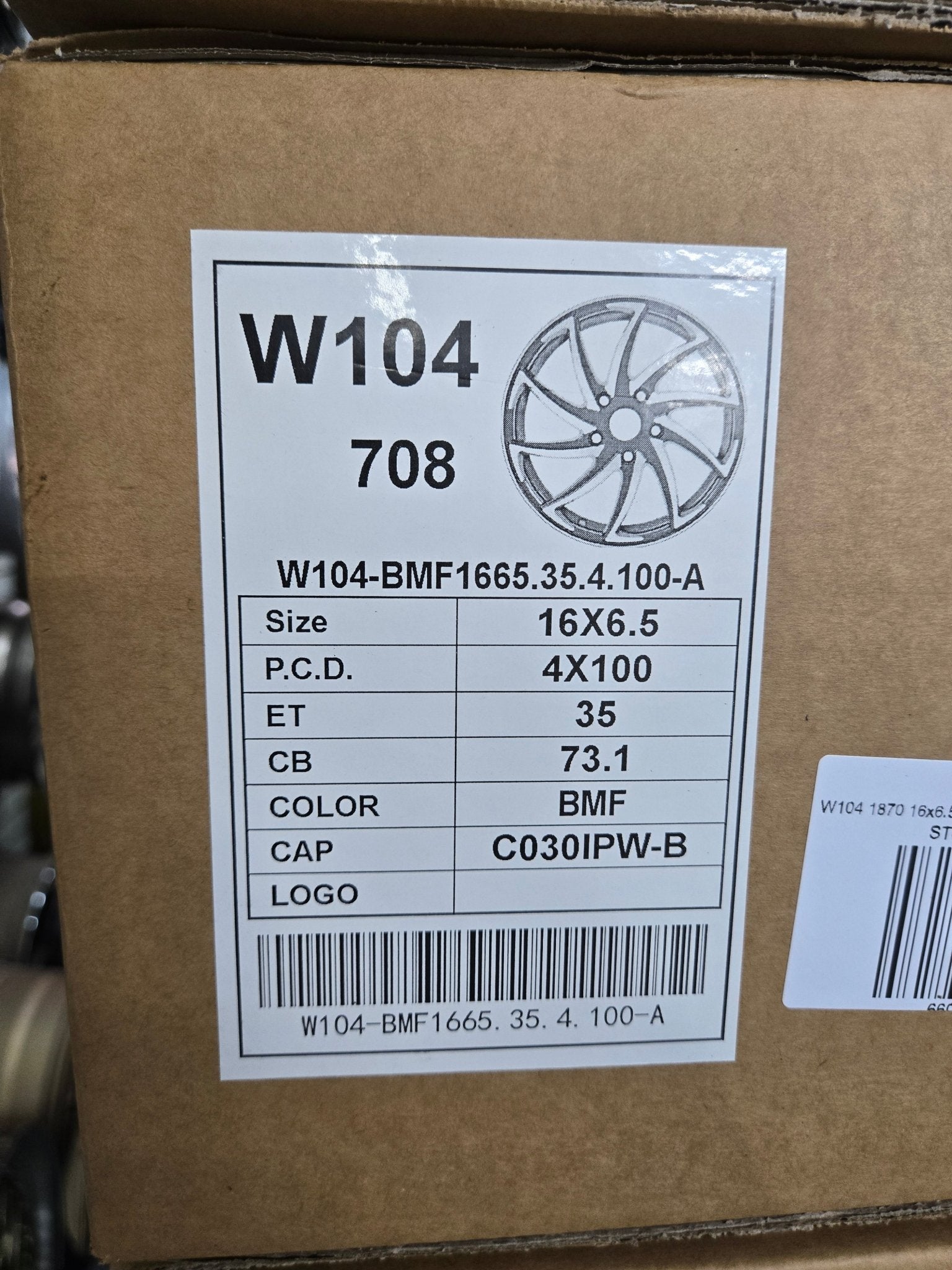 W104 1870 16x6.5 4x100 BLACK MACHINE FACE - Gun Hill Tire House (WTW - WHOLESALE TIRES & WHEELS)