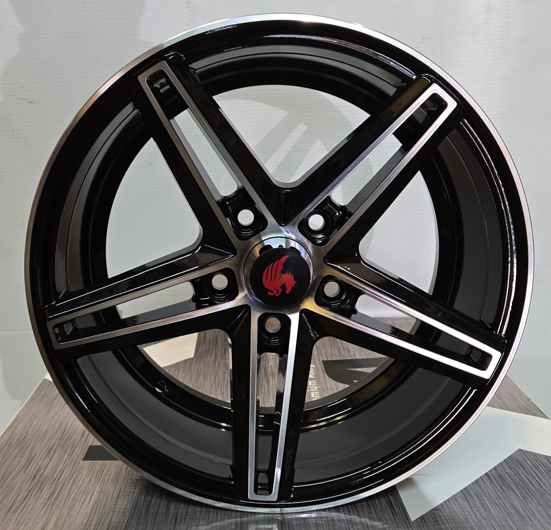 6878 16x7.5 5x114.3 GLOSS BLACK NACHINE FACE - Gun Hill Tire House (WTW - WHOLESALE TIRES & WHEELS)