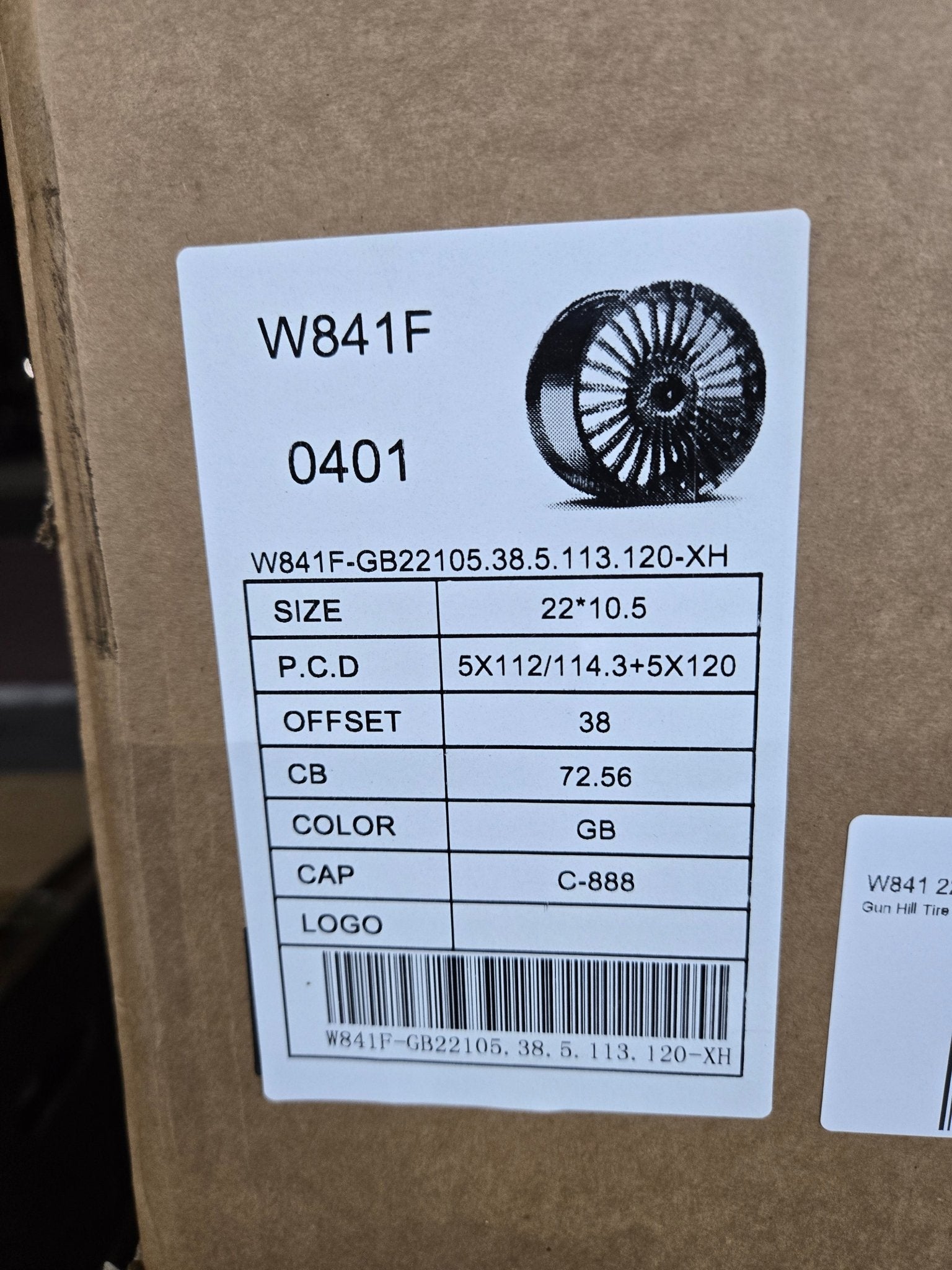 W841 22X10.5 5X112 5X114.3 GLOSS BLACK - Gun Hill Tire House (WTW - WHOLESALE TIRES & WHEELS)