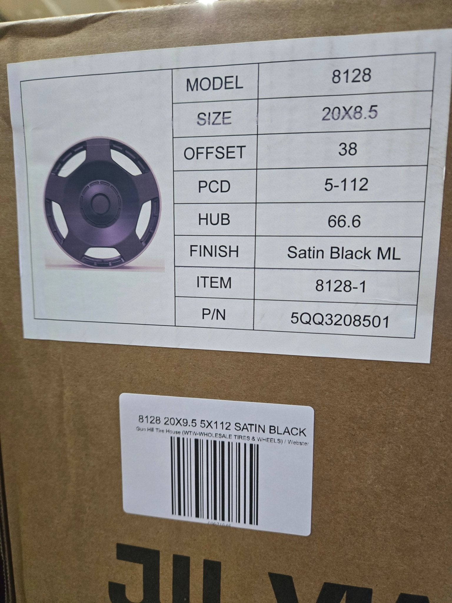 8128 20X9.5 5X112 SATIN BLACK - Gun Hill Tire House (WTW - WHOLESALE TIRES & WHEELS)