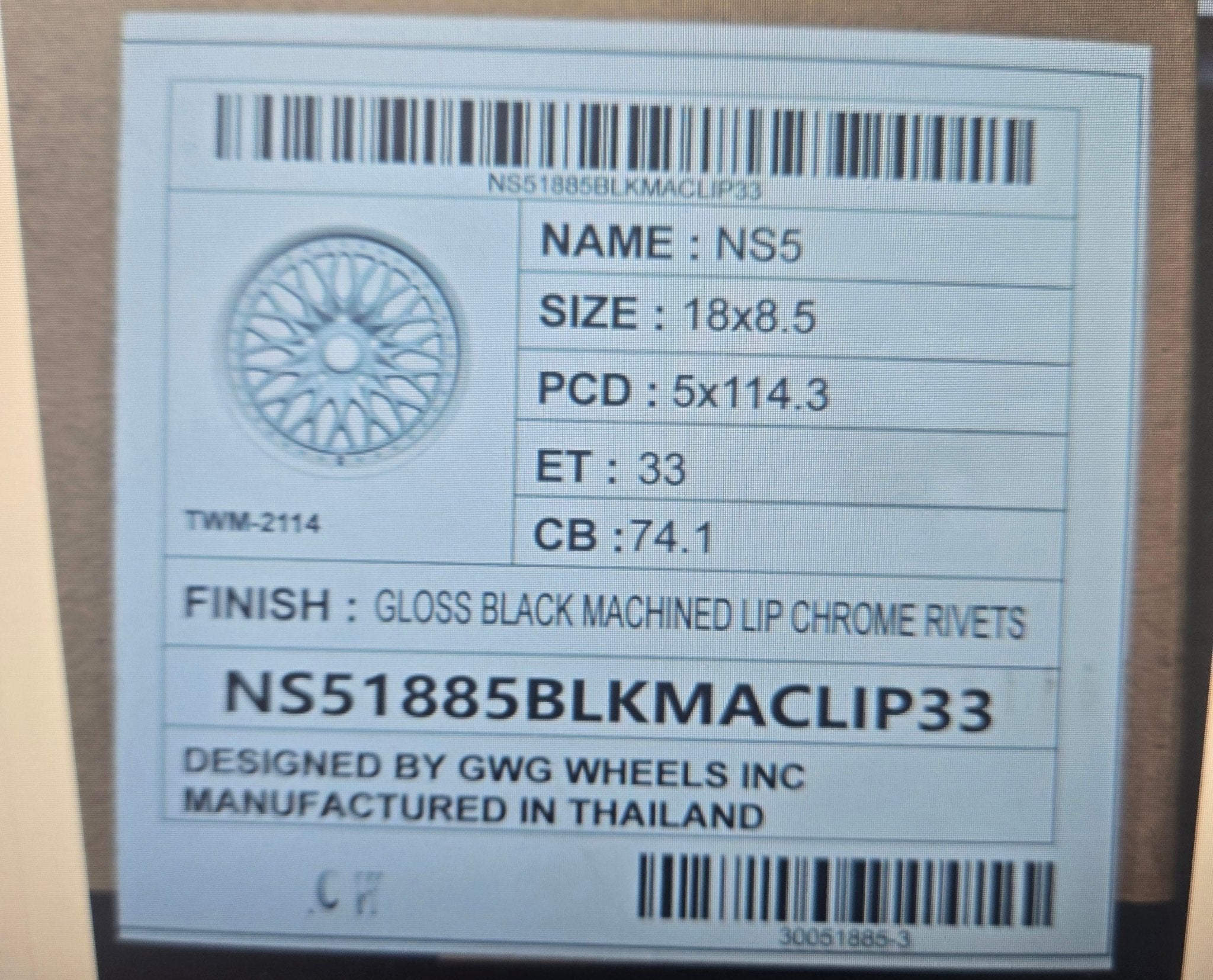 GWG NS5 18X8.5 5X114.3 GLOSS BLACK MACHINED LIP GOLD RIVETS - Gun Hill Tire House (WTW - WHOLESALE TIRES & WHEELS)