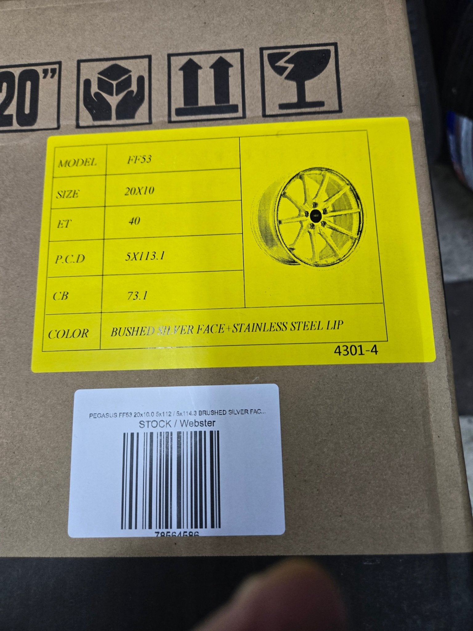 PEGASUS FF53 20x10.0 5x112 / 5x114.3 BRUSHED SILVER FACE STAINLES STEEL LIP - Gun Hill Tire House (WTW - WHOLESALE TIRES & WHEELS)