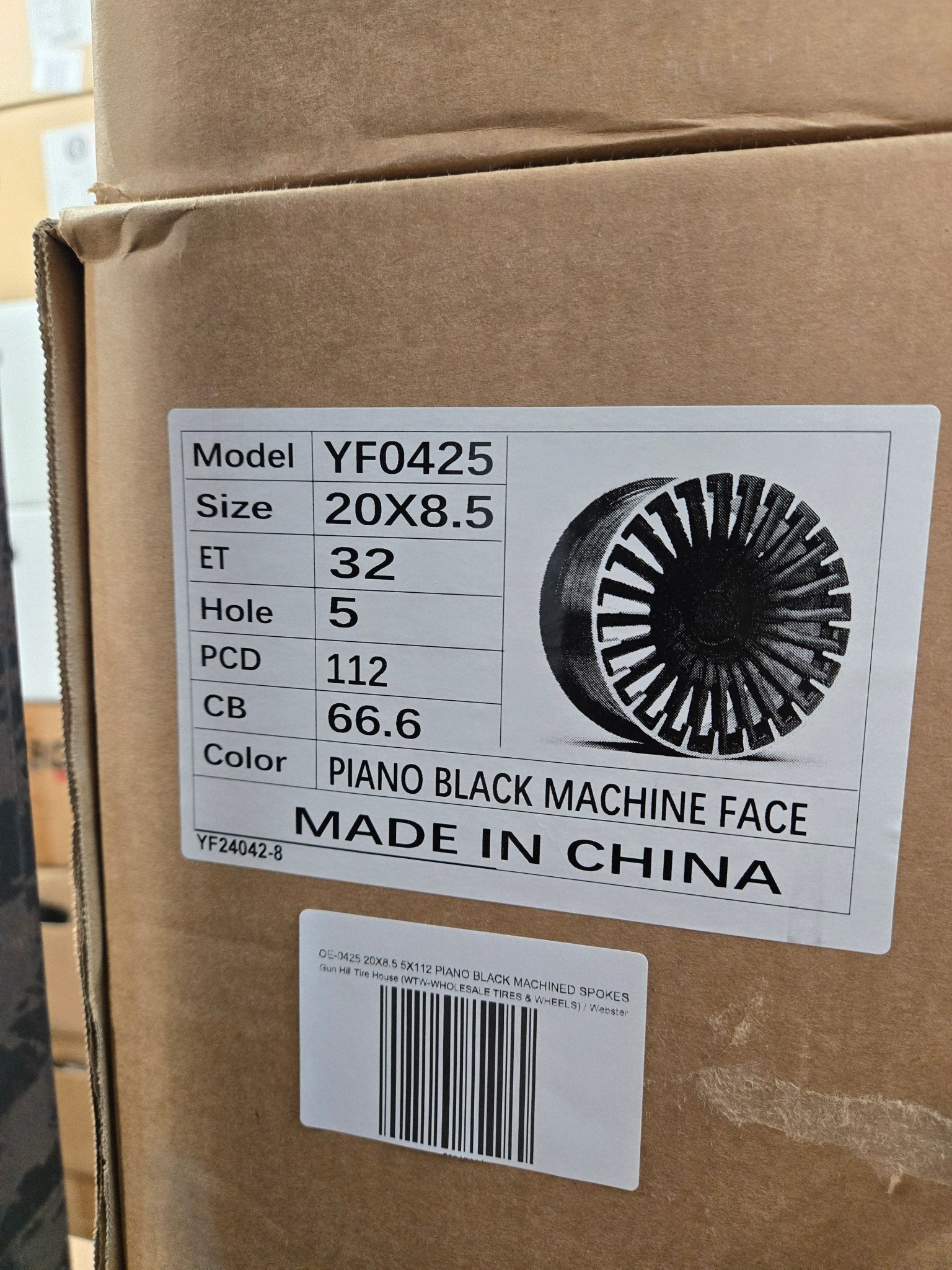 OE - 0425 20X8.5 5X112 PIANO BLACK MACHINED SPOKES - Gun Hill Tire House (WTW - WHOLESALE TIRES & WHEELS)