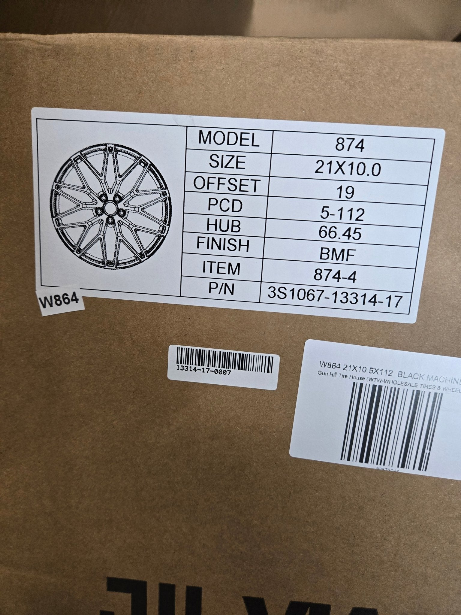 W864 21X10 5X112 BLACK MACHINED FACE - Gun Hill Tire House (WTW - WHOLESALE TIRES & WHEELS)