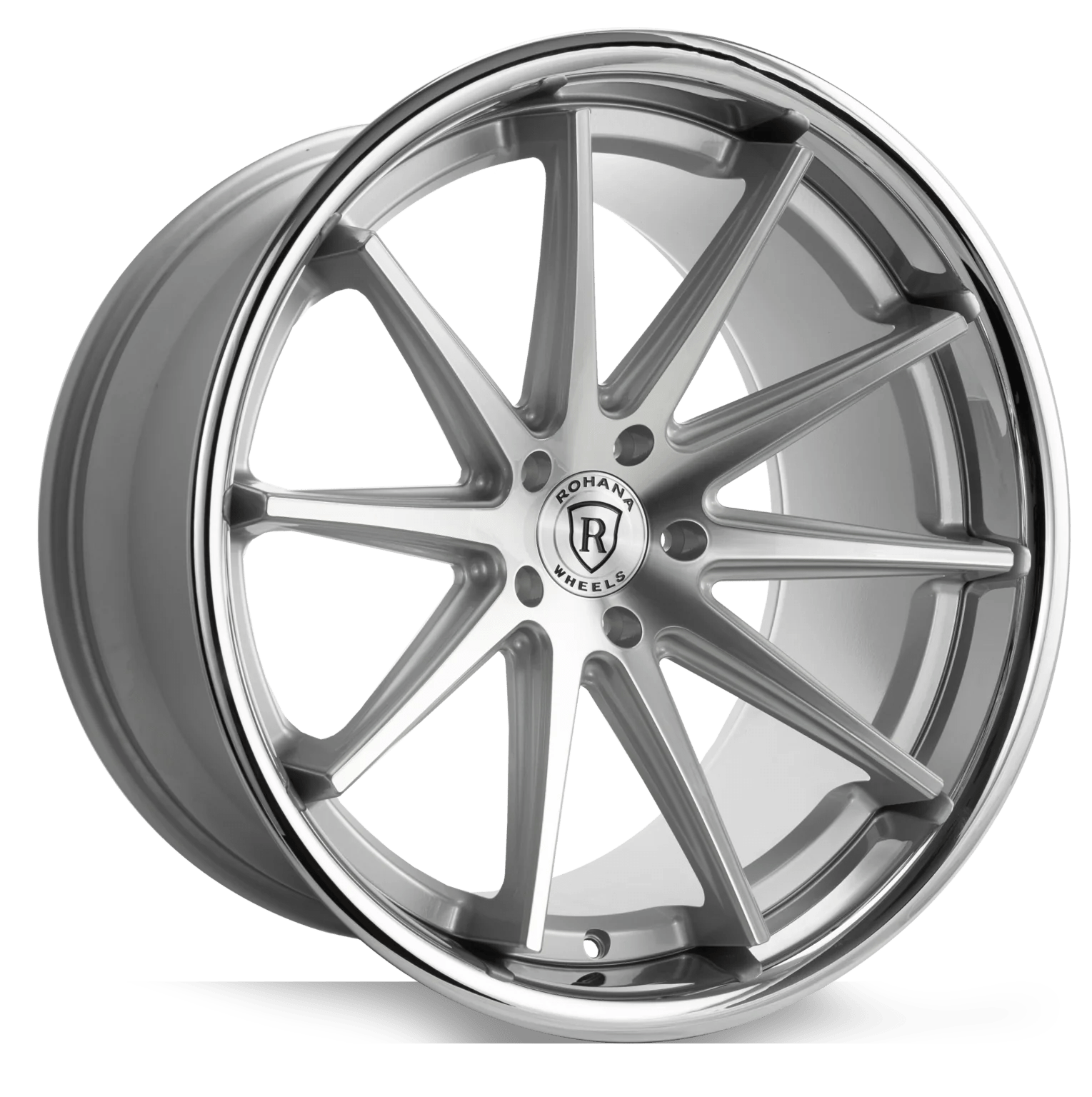 ROHANA RFC10 20x9 5x114.3 MACHINE SILVER WITH CHROME LIP - Gun Hill Tire House (WTW - WHOLESALE TIRES & WHEELS)