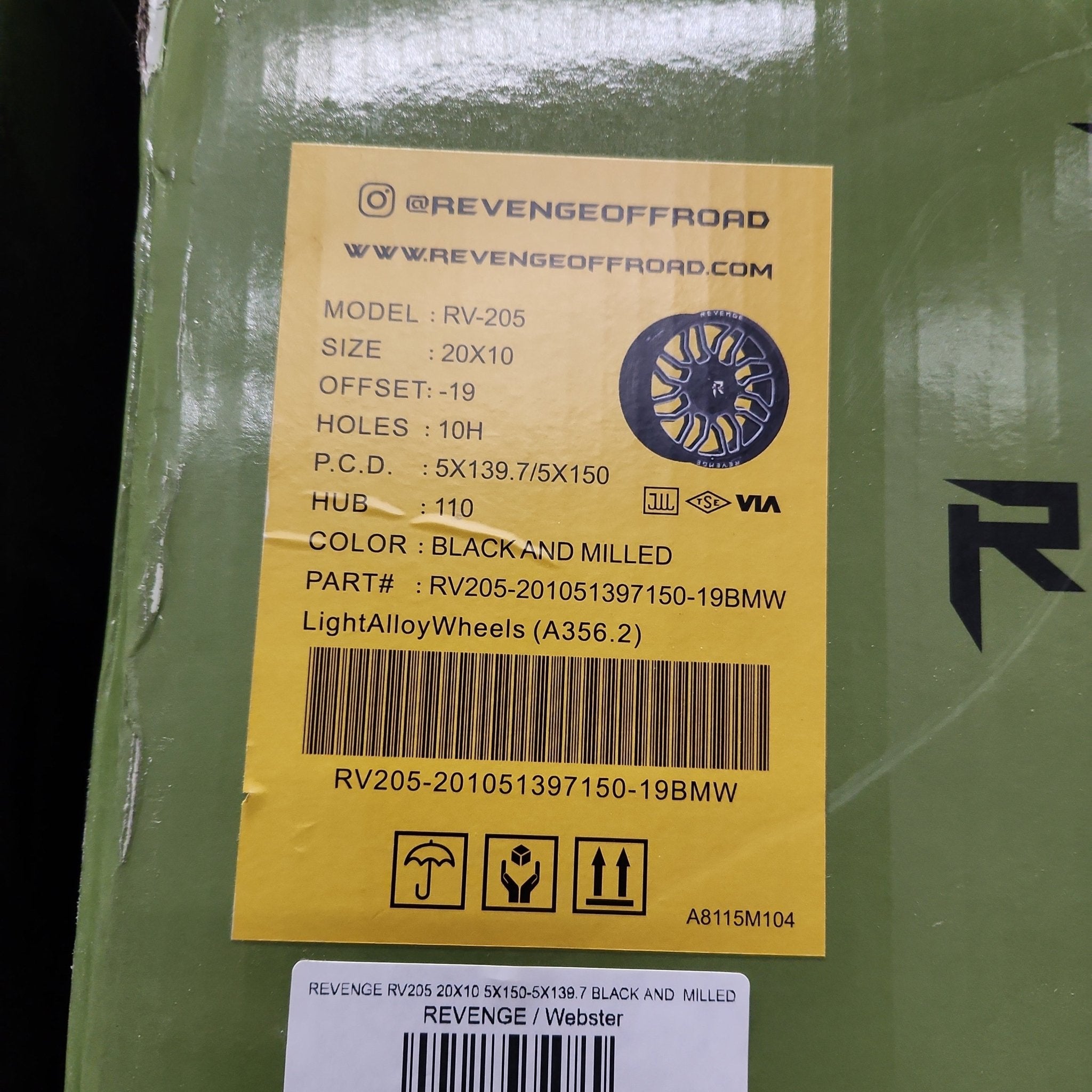 REVENGE RV - 201 20X10 5X127 5X139.7 GLOSS BLACK WITH DOTS - Gun Hill Tire House (WTW - WHOLESALE TIRES & WHEELS)