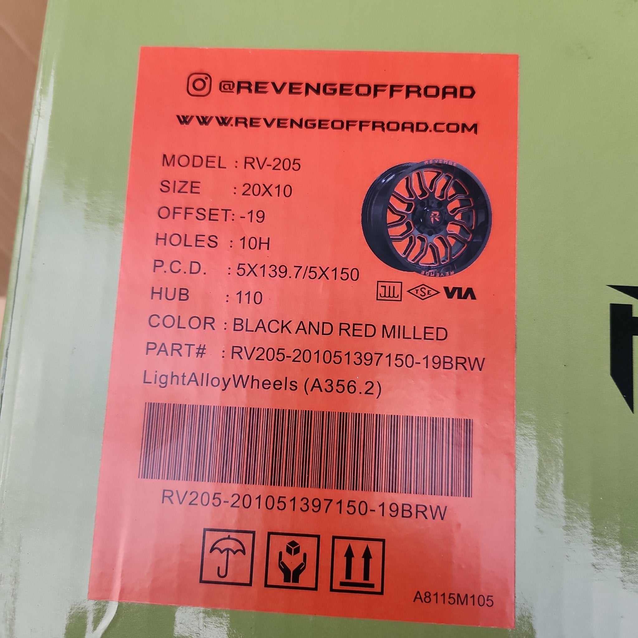 REVENGE RV - 205 20X10 5X150 - 5X139.7 BLACK AND RED MILLED - Gun Hill Tire House (WTW - WHOLESALE TIRES & WHEELS)