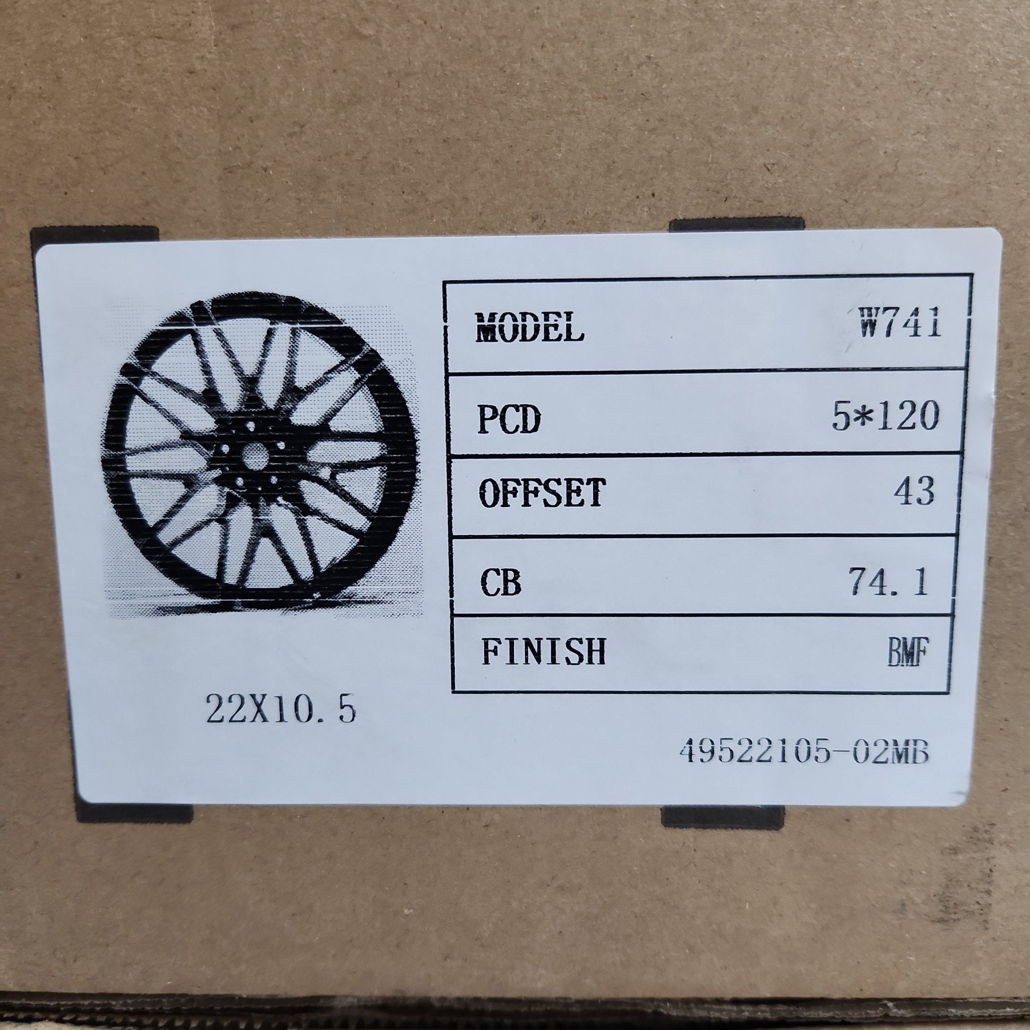 W741 WHEELS 495 22X10.5 5X120 BLACK MACHINE FACE - Gun Hill Tire House (WTW - WHOLESALE TIRES & WHEELS)