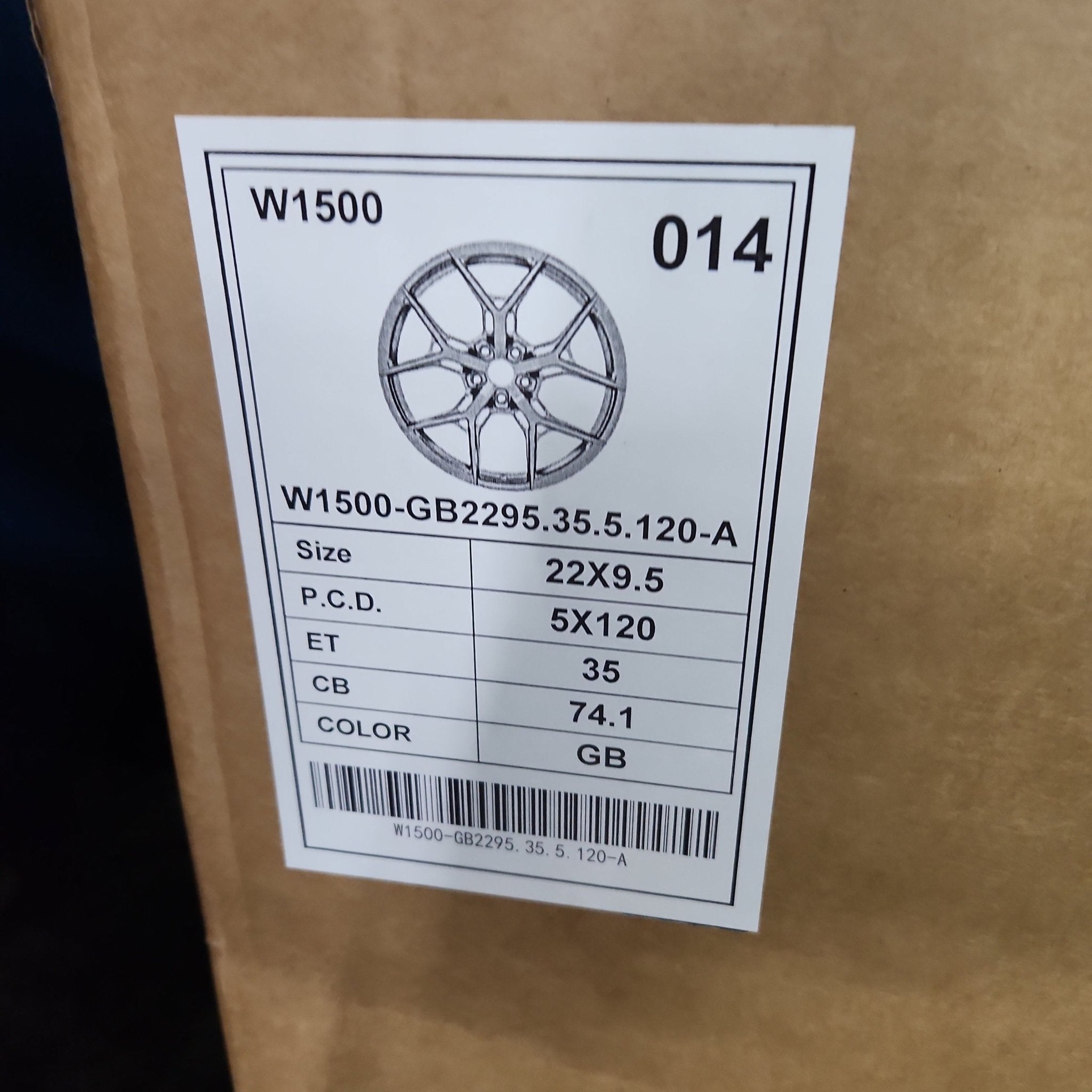 W1500 1696 22X9.5 5X120 GLOSS BLACK - Gun Hill Tire House (WTW - WHOLESALE TIRES & WHEELS)