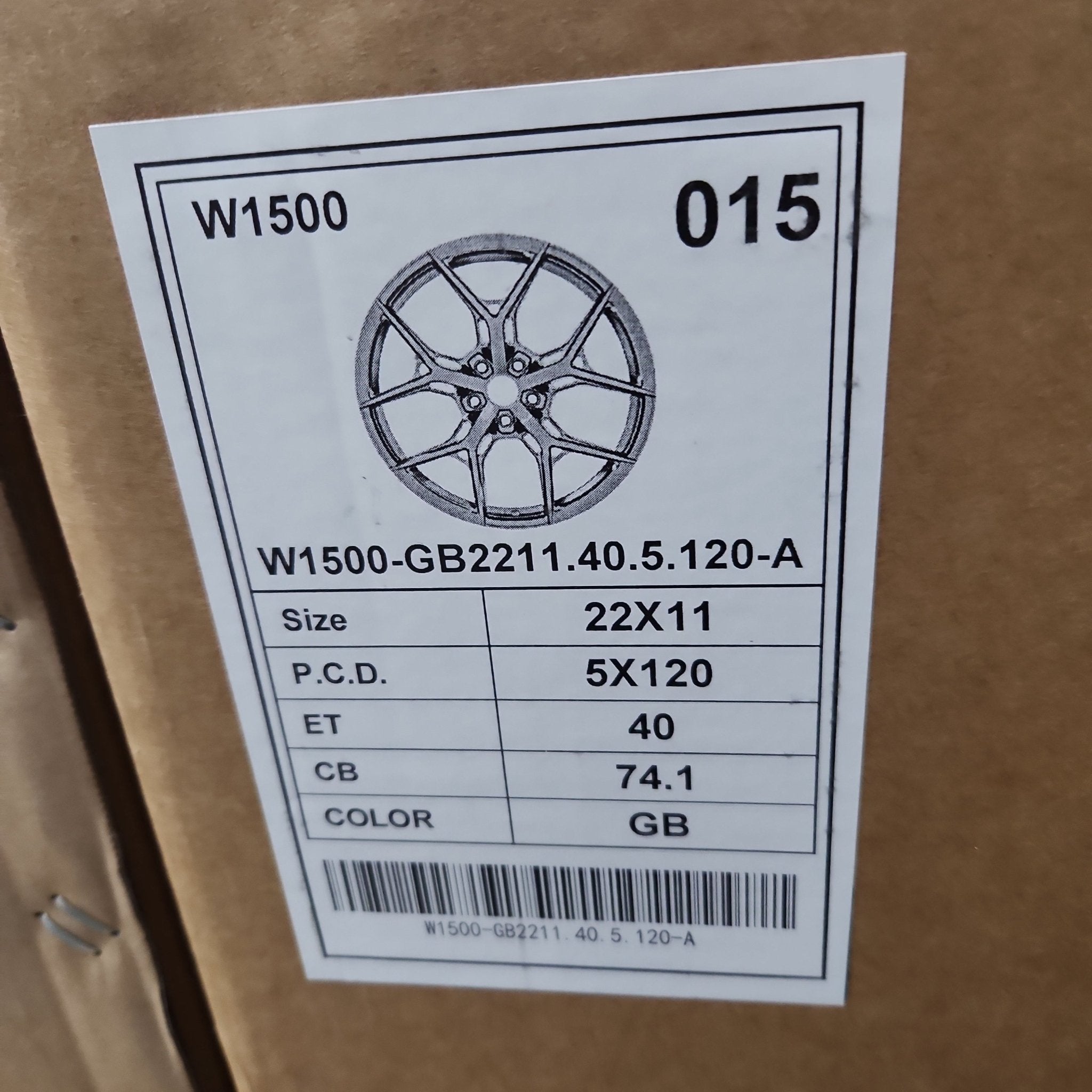 W1500 1696 22X11 5X120 GLOSS BLACK - Gun Hill Tire House (WTW - WHOLESALE TIRES & WHEELS)