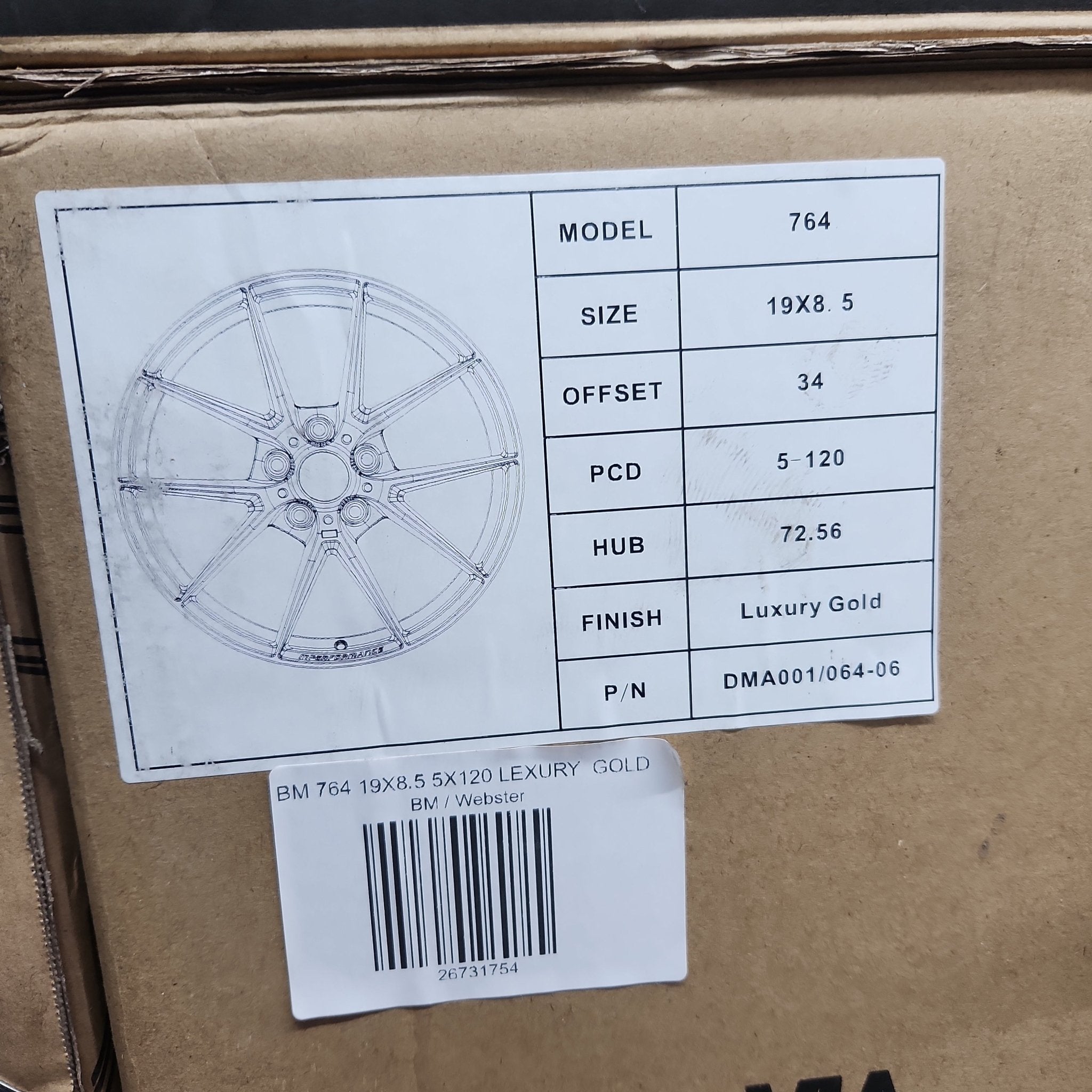 WHEELS 764 19X8.5 5X120 LEXURY GOLD - Gun Hill Tire House (WTW - WHOLESALE TIRES & WHEELS)