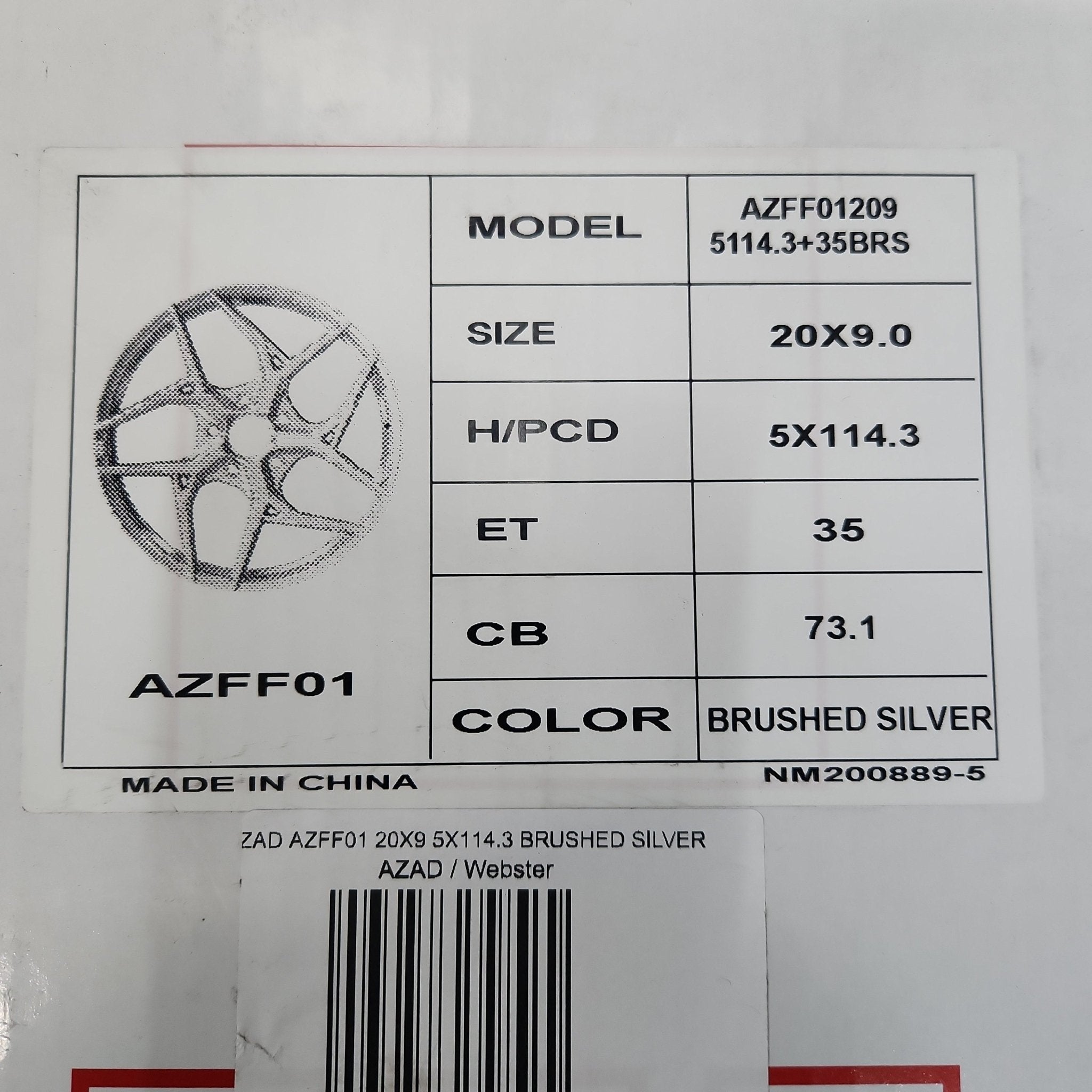 AZAD AZFF01 20X9 5X114.3 BRUSHED SILVER - Gun Hill Tire House (WTW - WHOLESALE TIRES & WHEELS)