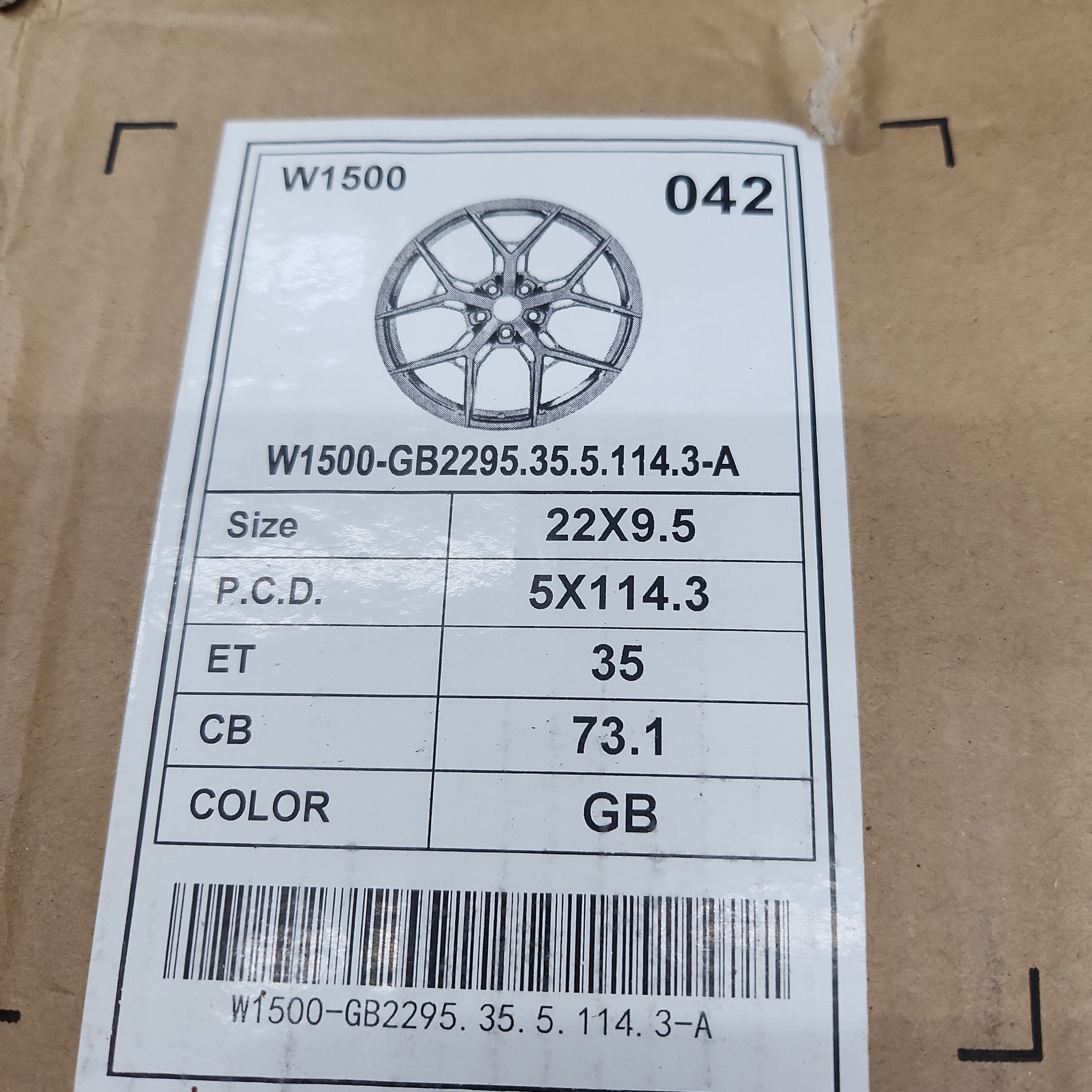 W1500 22X9.5 5X114.3 GLOSS BLACK - Gun Hill Tire House (WTW - WHOLESALE TIRES & WHEELS)